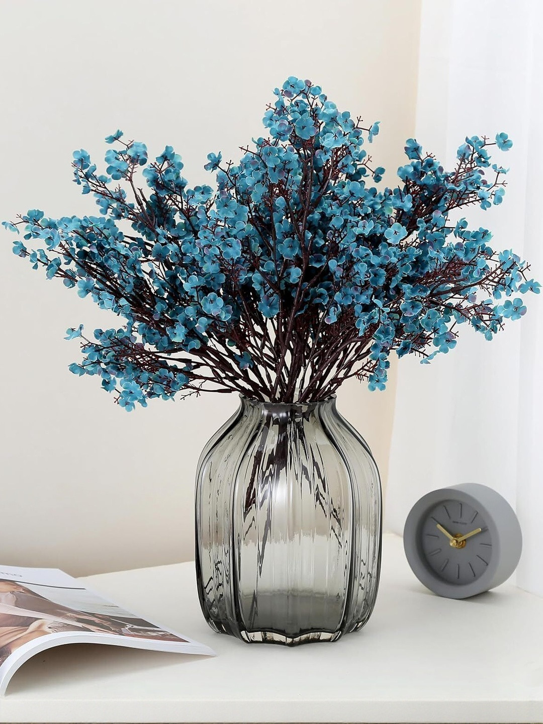Dekorly Blue Plastic  Artificial Flowers & Plants Without Pot