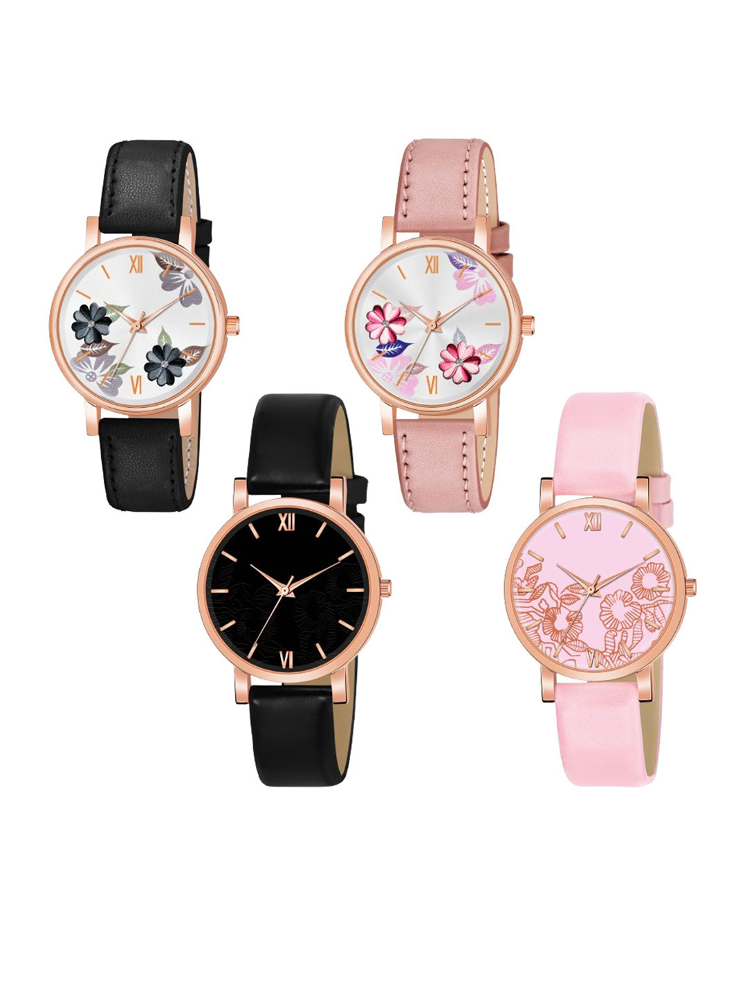 THE SHOPOHOLIC Women Pack of 4 Printed Dial Analogue Watch K-BP-R-BBP