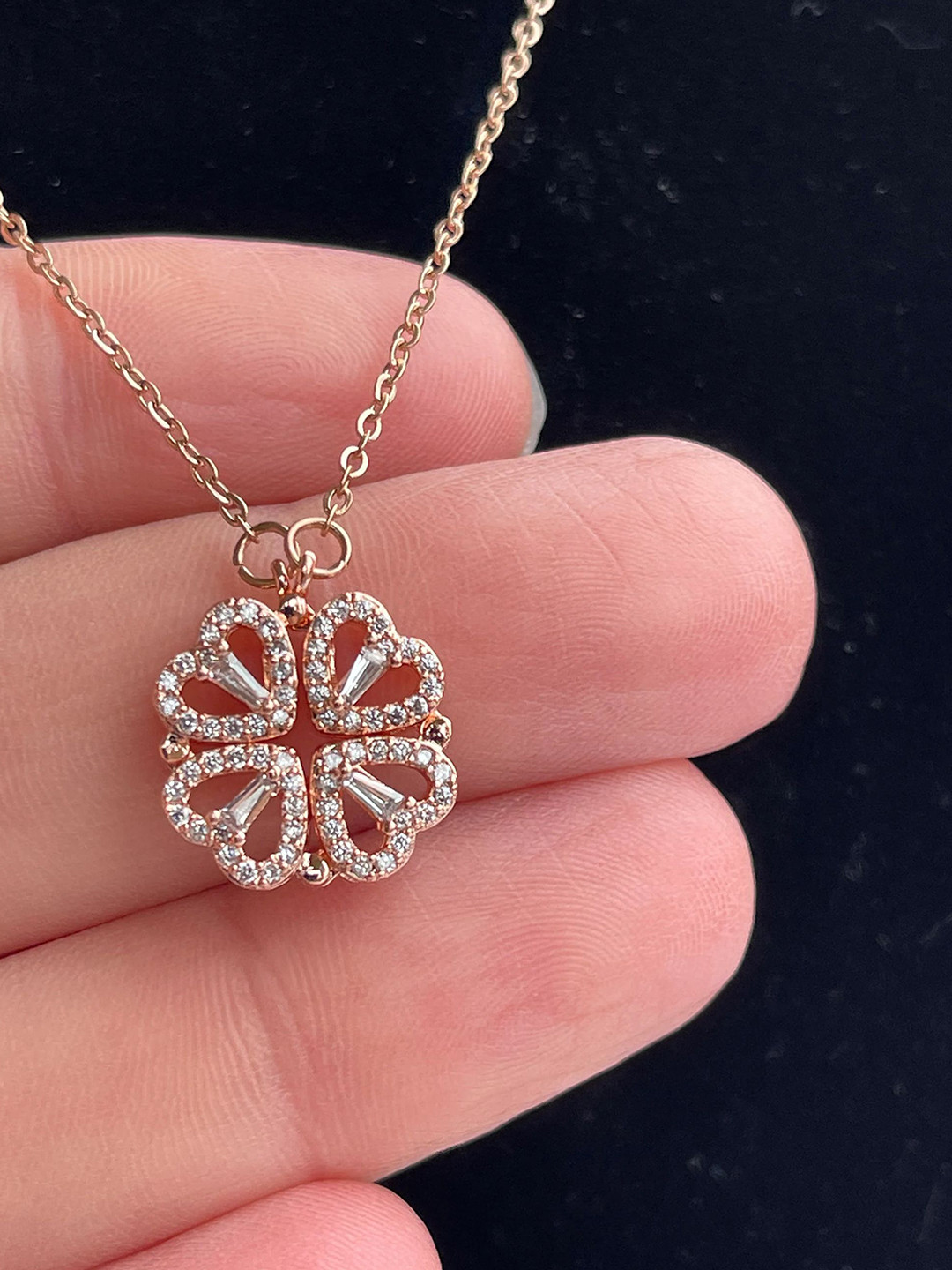 Tustrion Rose Gold-Plated Artificial Stones Studded Minimal Necklace