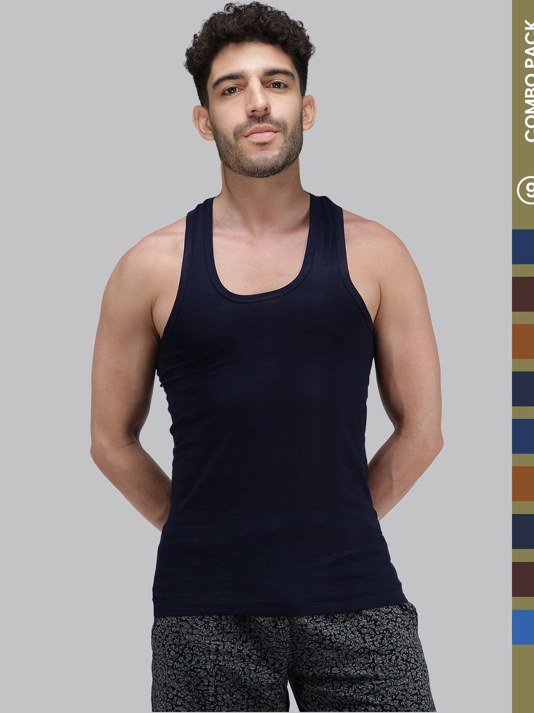 AMUL COMFY Men Pack Of 9 Comfort Fit Assorted Cotton Sleeveless Vests