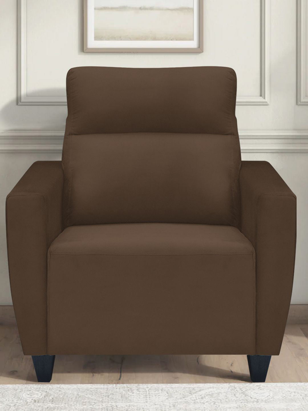 ARRA Brown 1-Seater Velvet Sofa