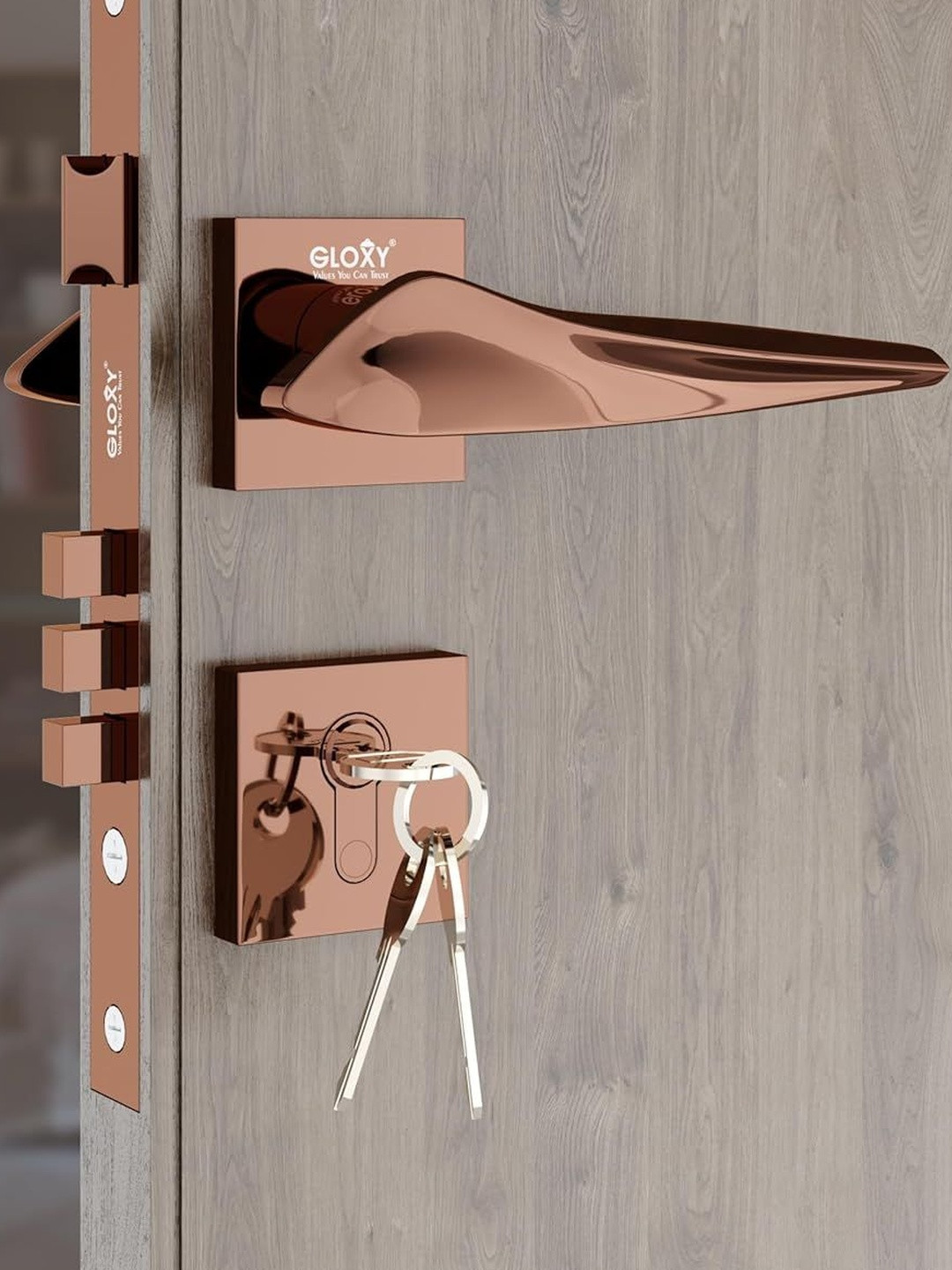 GLOXY Zinc Door Locks for Main Door, Mortise Door Lock Set with 3 Brass Keys