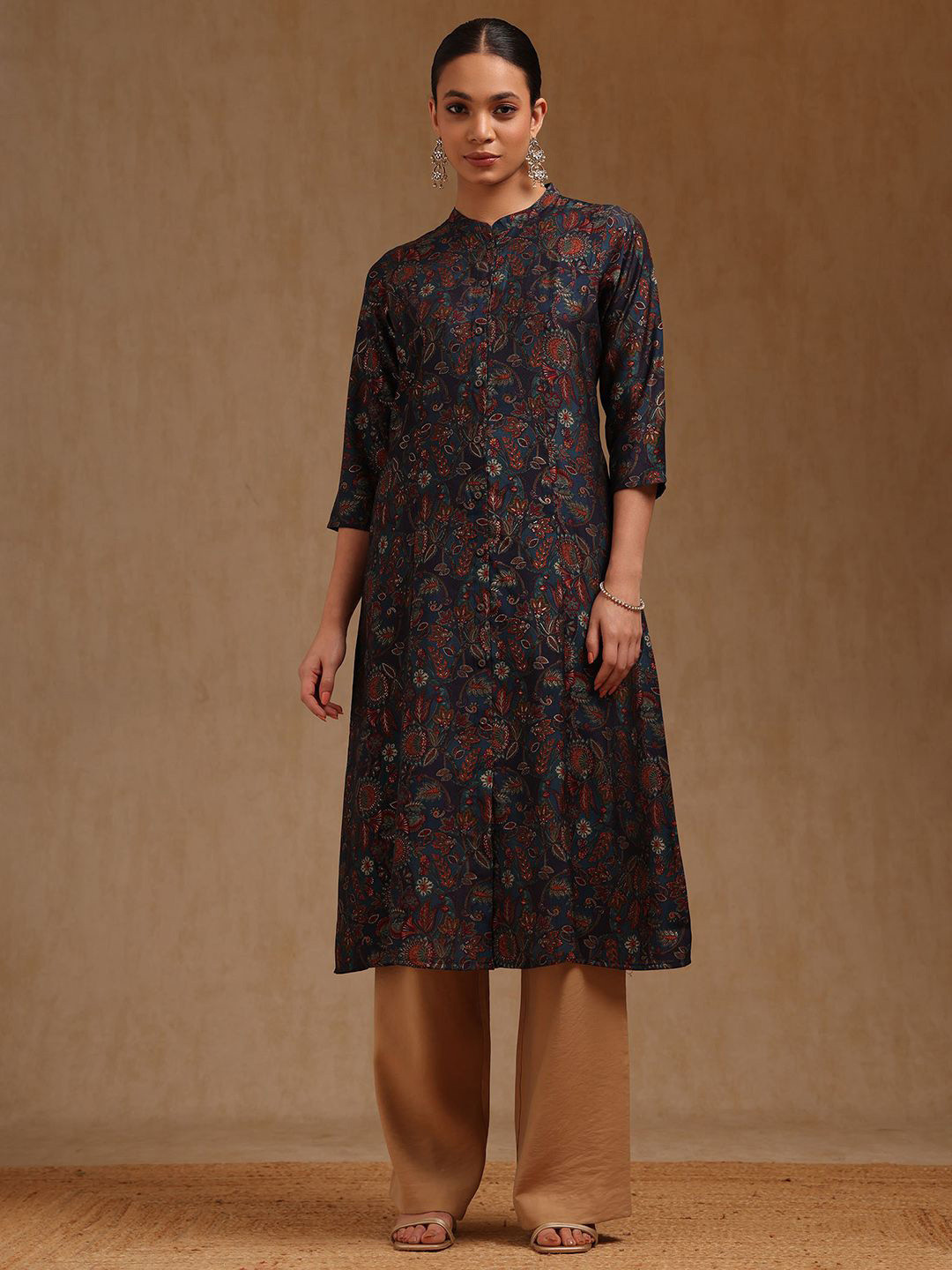 Soch Women Floral Printed Festive Muslin A-Line Kurta