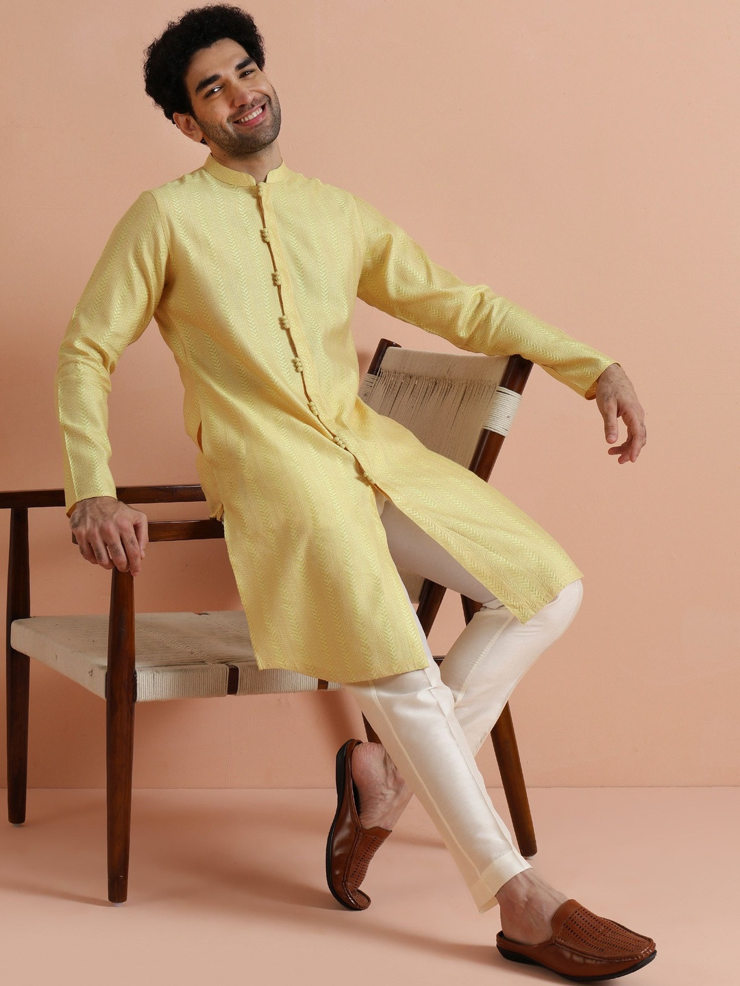 Benarasi Jacquard Indo Western Kurta Trouser Set