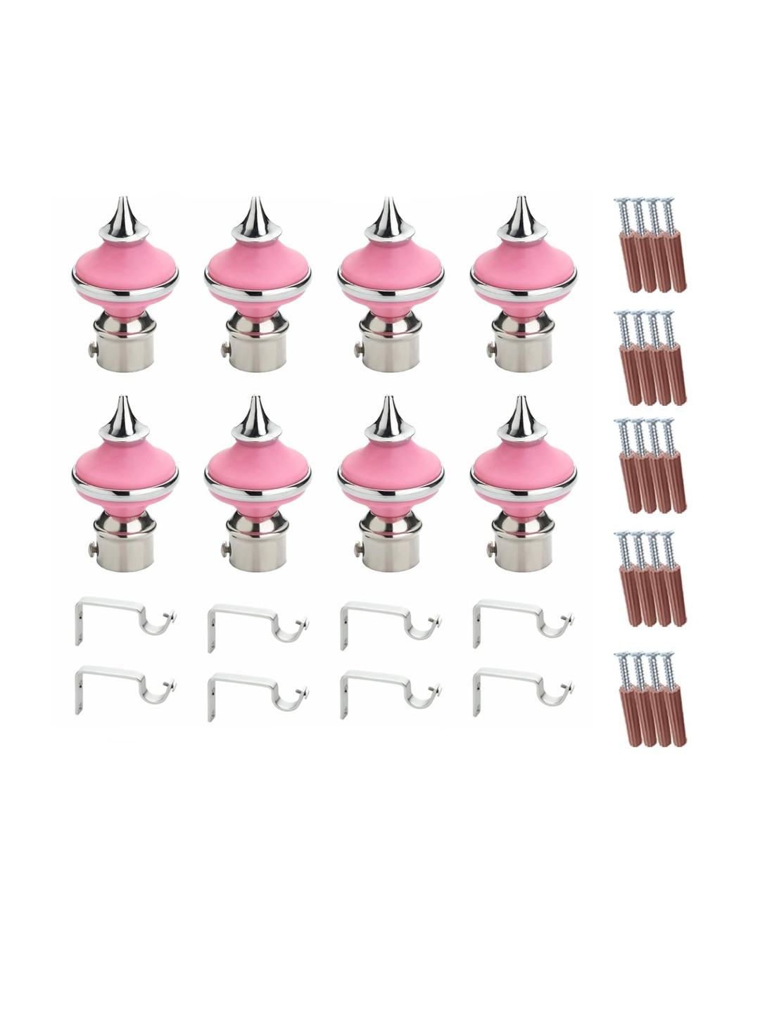 GLOXY Pack Of 10 Matka Shape Stainless Steel & ABS Curtain Bracket Parda Holder