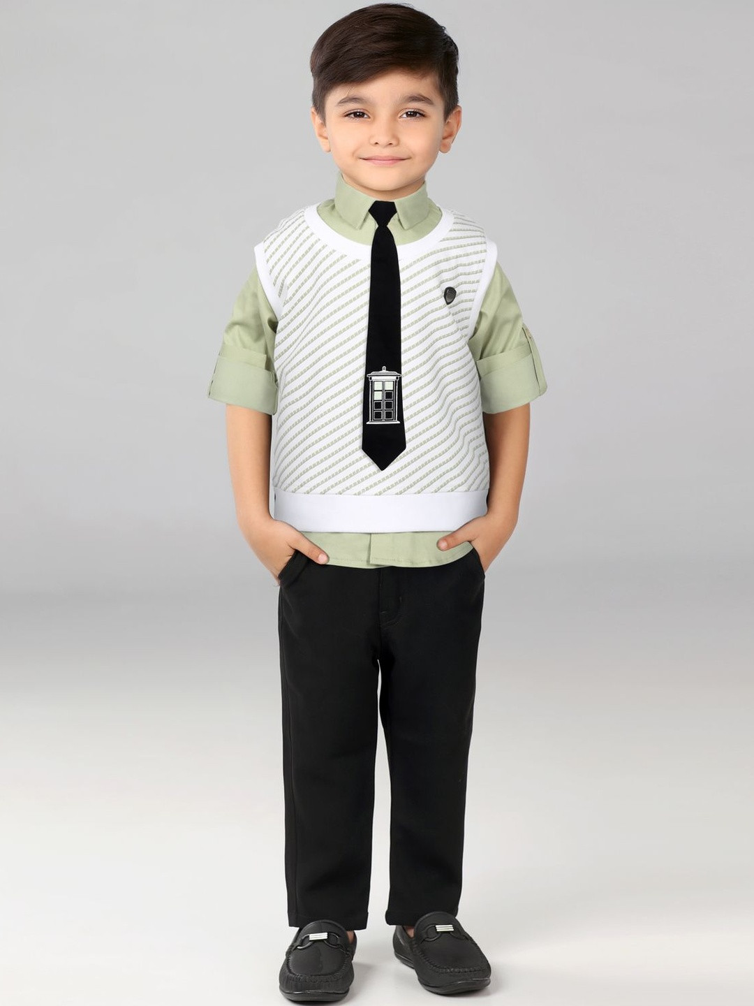 Bad Boys Boys Pure Cotton T-shirt and Shirt with Trousers & Tie