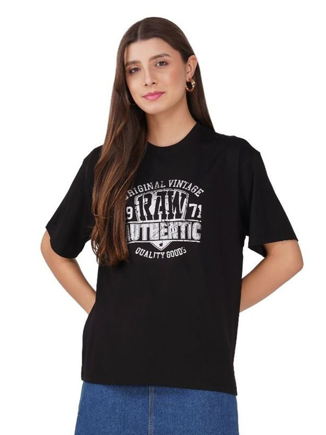 S R S FASHION Typography Printed Round Neck Cotton Regular Fit T-shirt