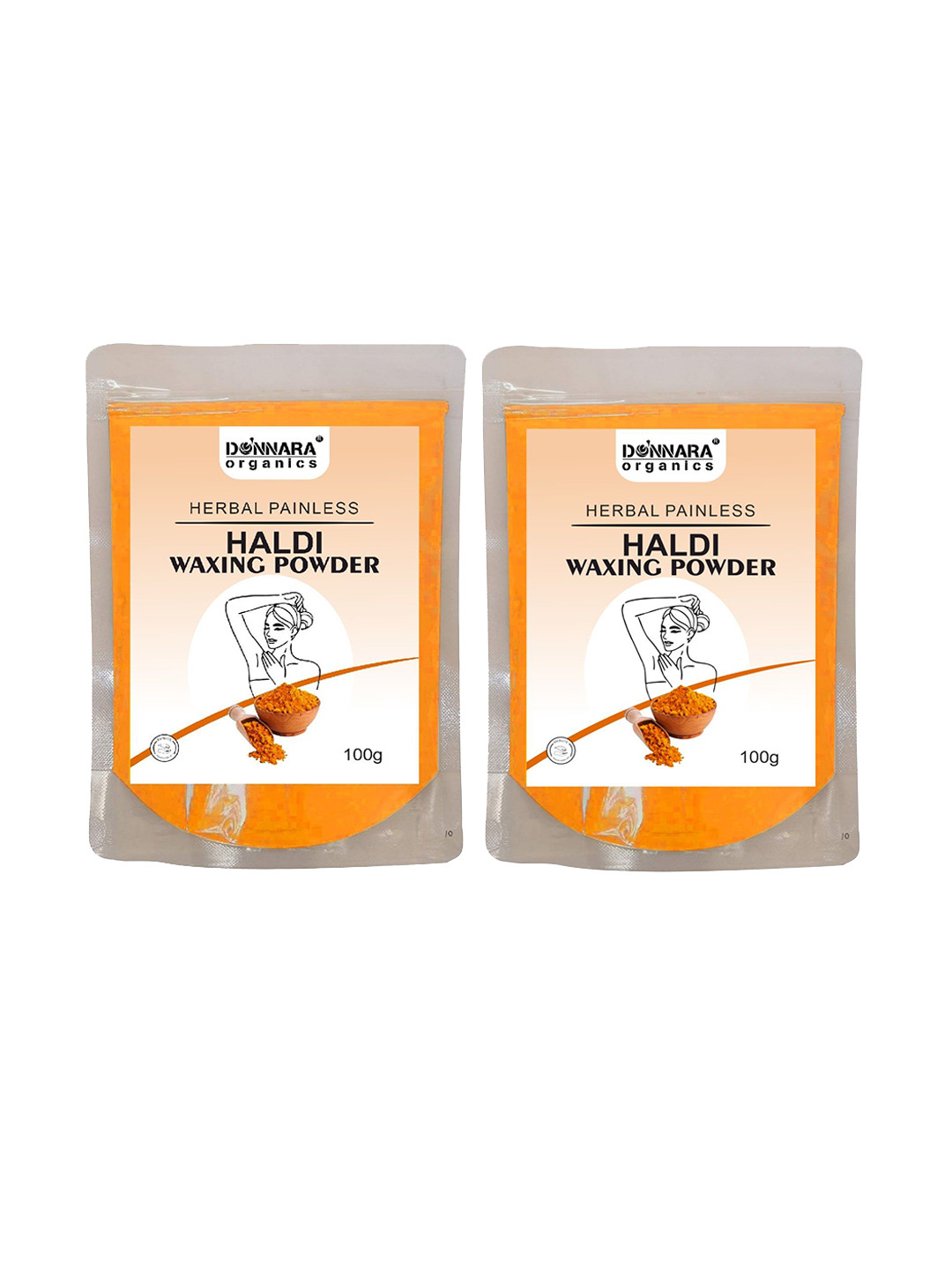 Donnara Organics Set Of 2 Herbal Painless Haldi Waxing Powder - 100 g Each