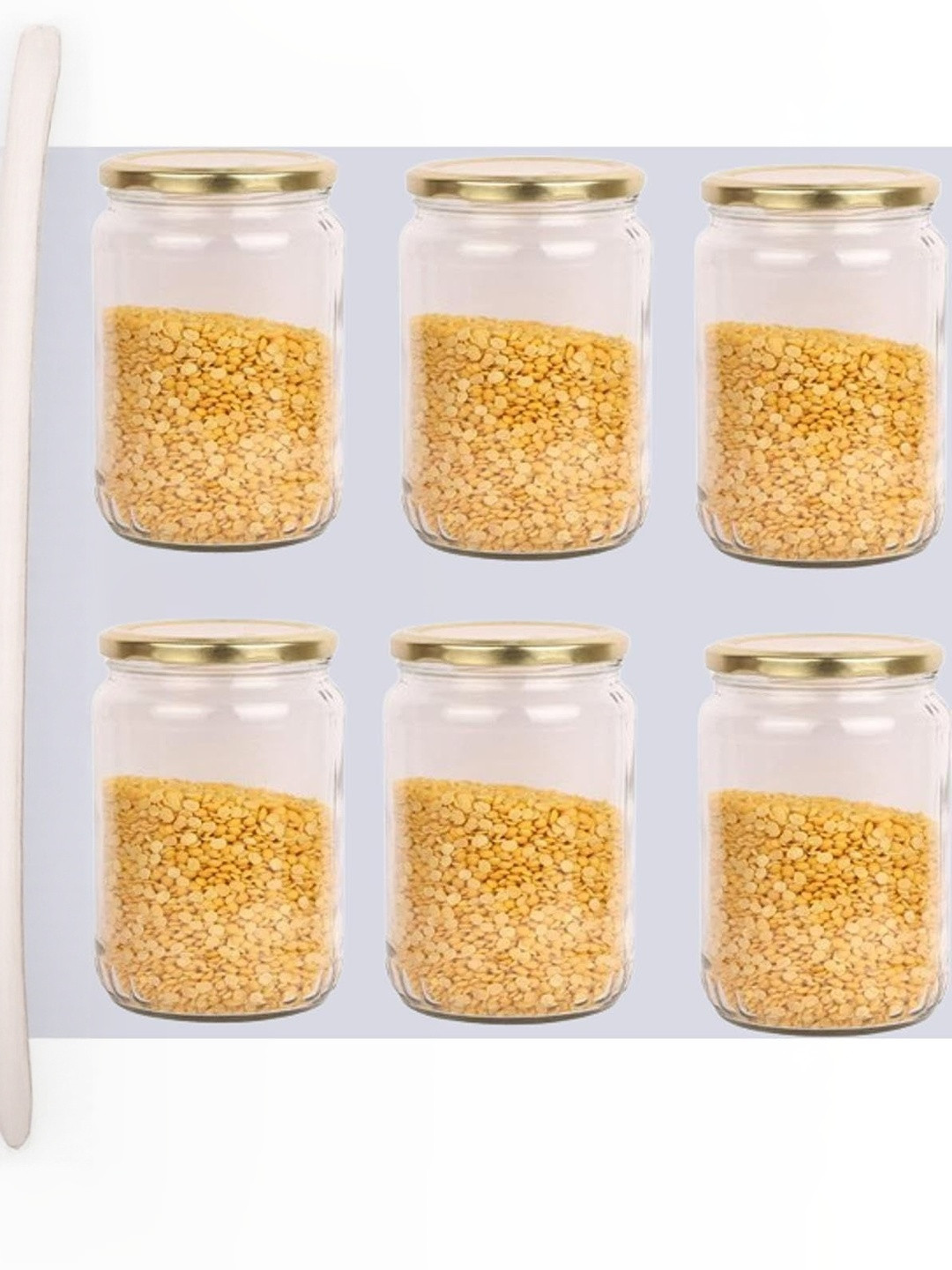 1ST TIME Transparent 6 Pieces Round Shape Dishwasher Safe Jars - 1000 ml