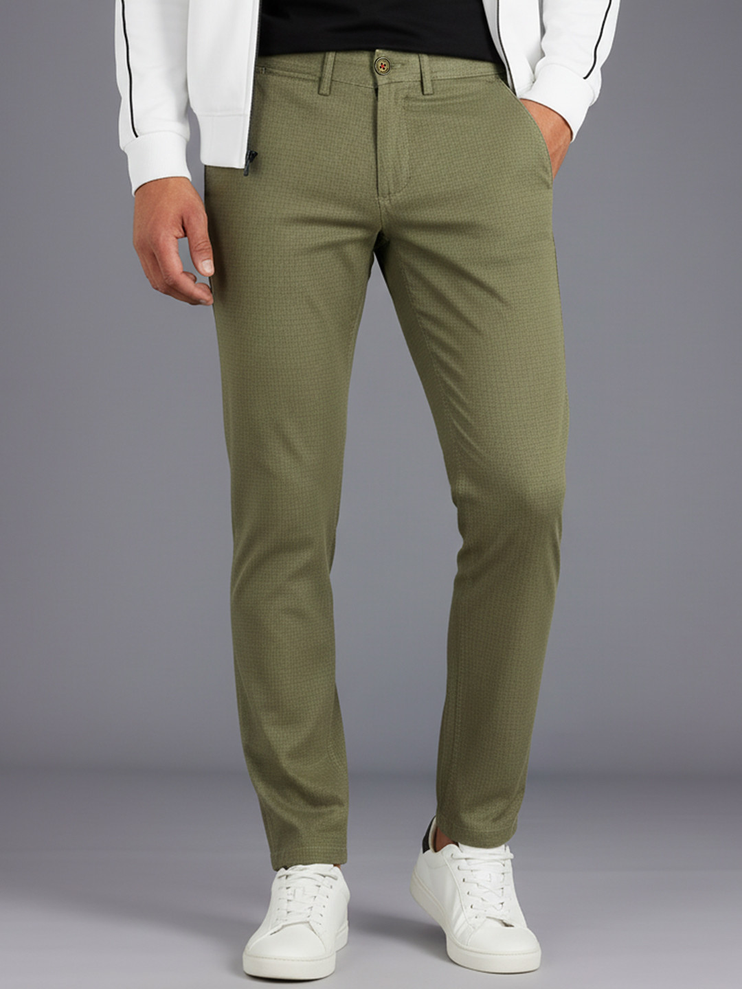 Louis Philippe Sport Men Micro Ditsy Printed Tapered Fit Trousers