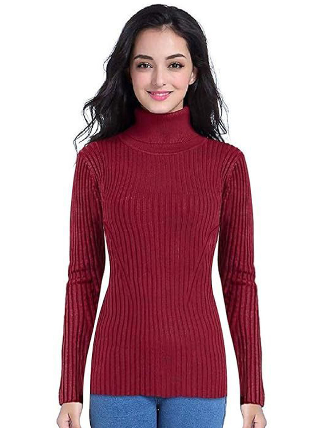 LAXMI CREATIONES Women Solid Turtle Neck Full Sleeves Pullover Sweatshirts