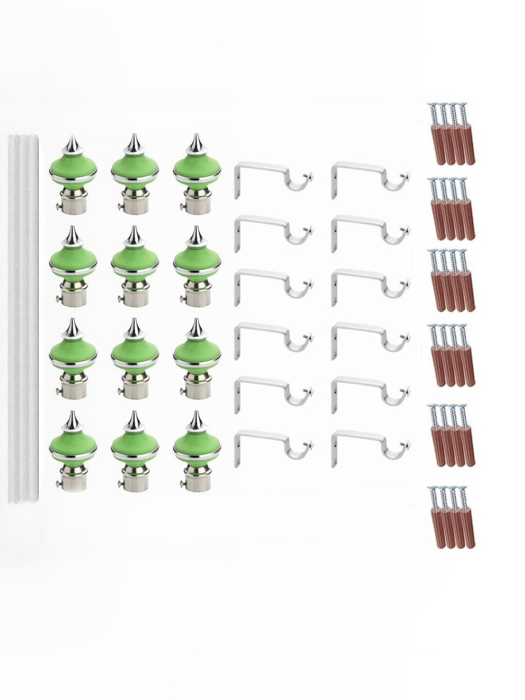 GLOXY Pair of 6 Matka Shape Stainless Steel and ABS Curtain Bracket