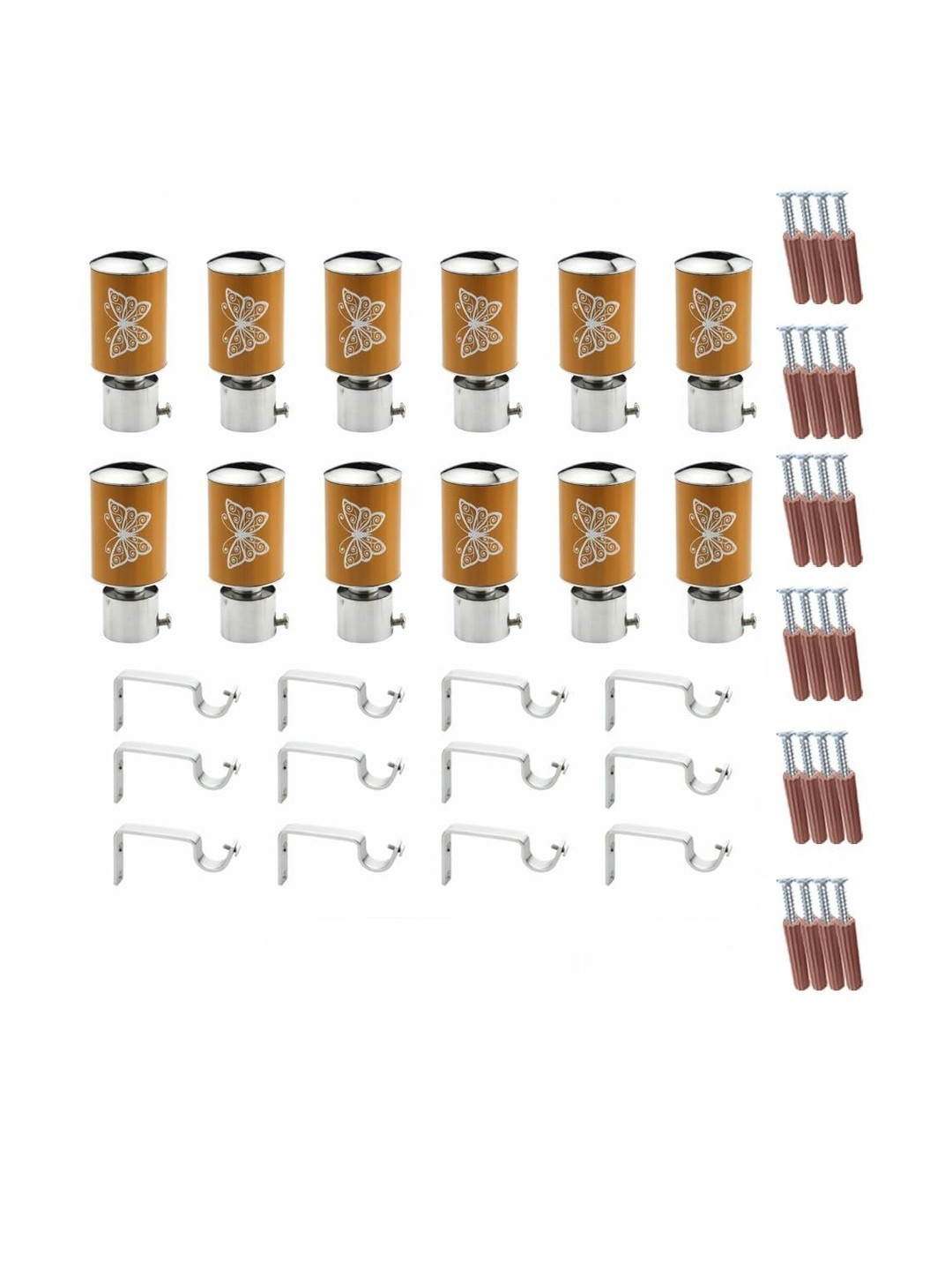 GLOXY Pack of 6 Pairs Stainless Steel Curtain Curtain Brackets with Support Fittings