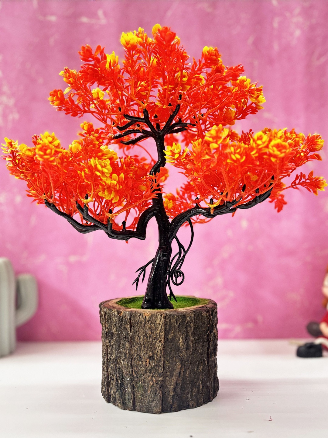 Dekorly Orange   Artificial Flowers & Plants With Pot