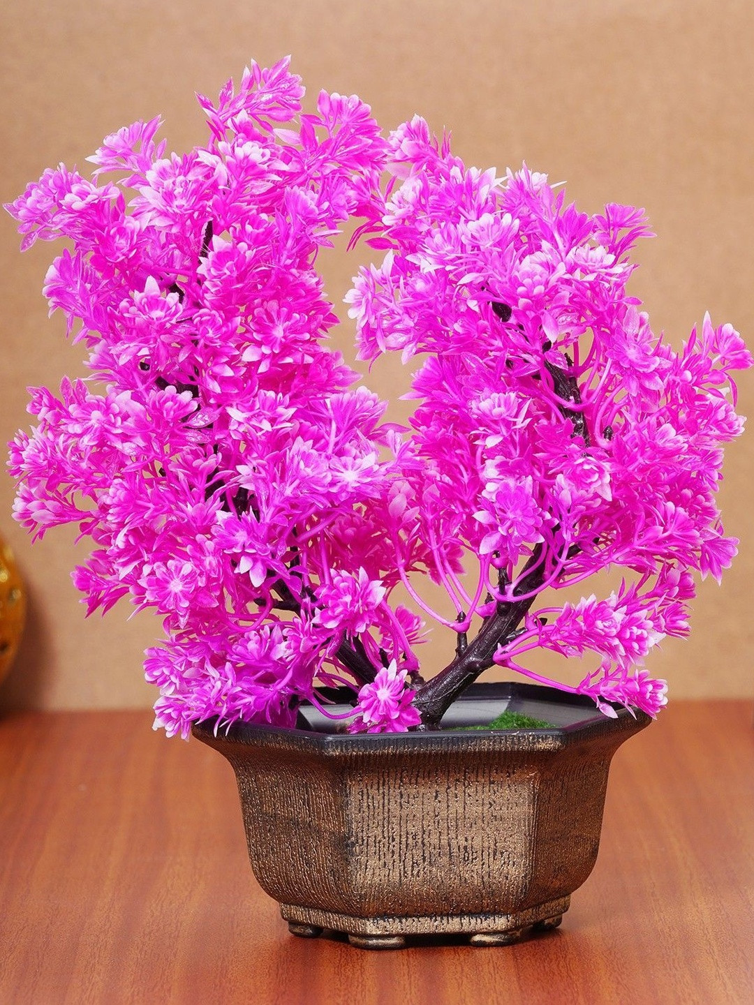 Dekorly Pink Plastic  Artificial Flowers & Plants With Pot