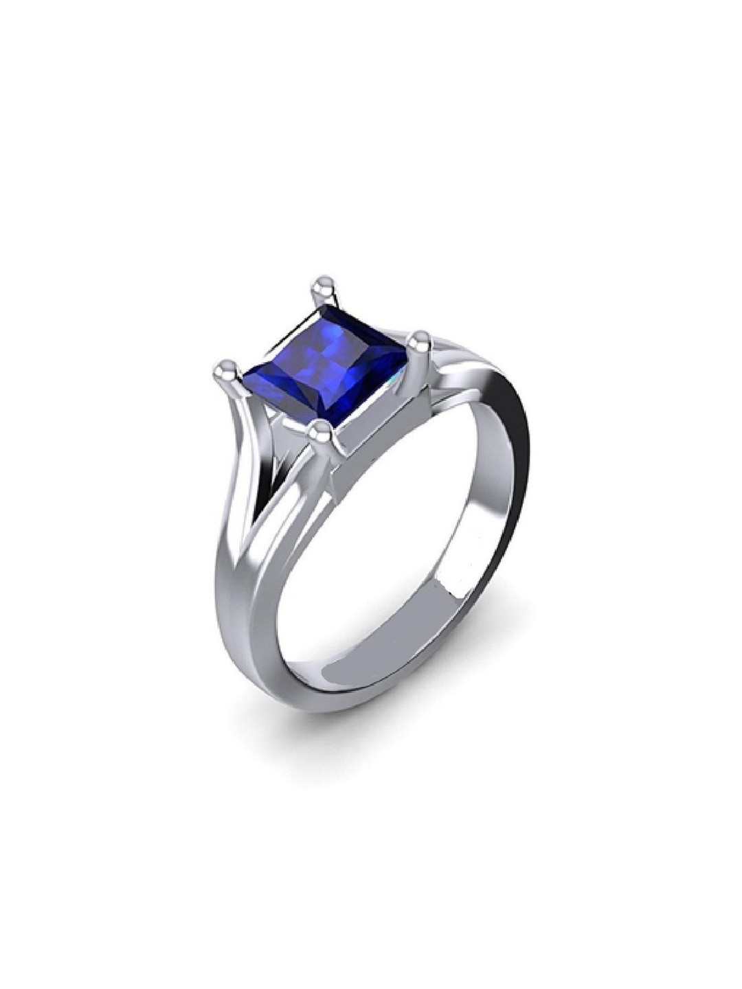 elitemart Women Silver-Plated Alloy Neelam Finger Ring