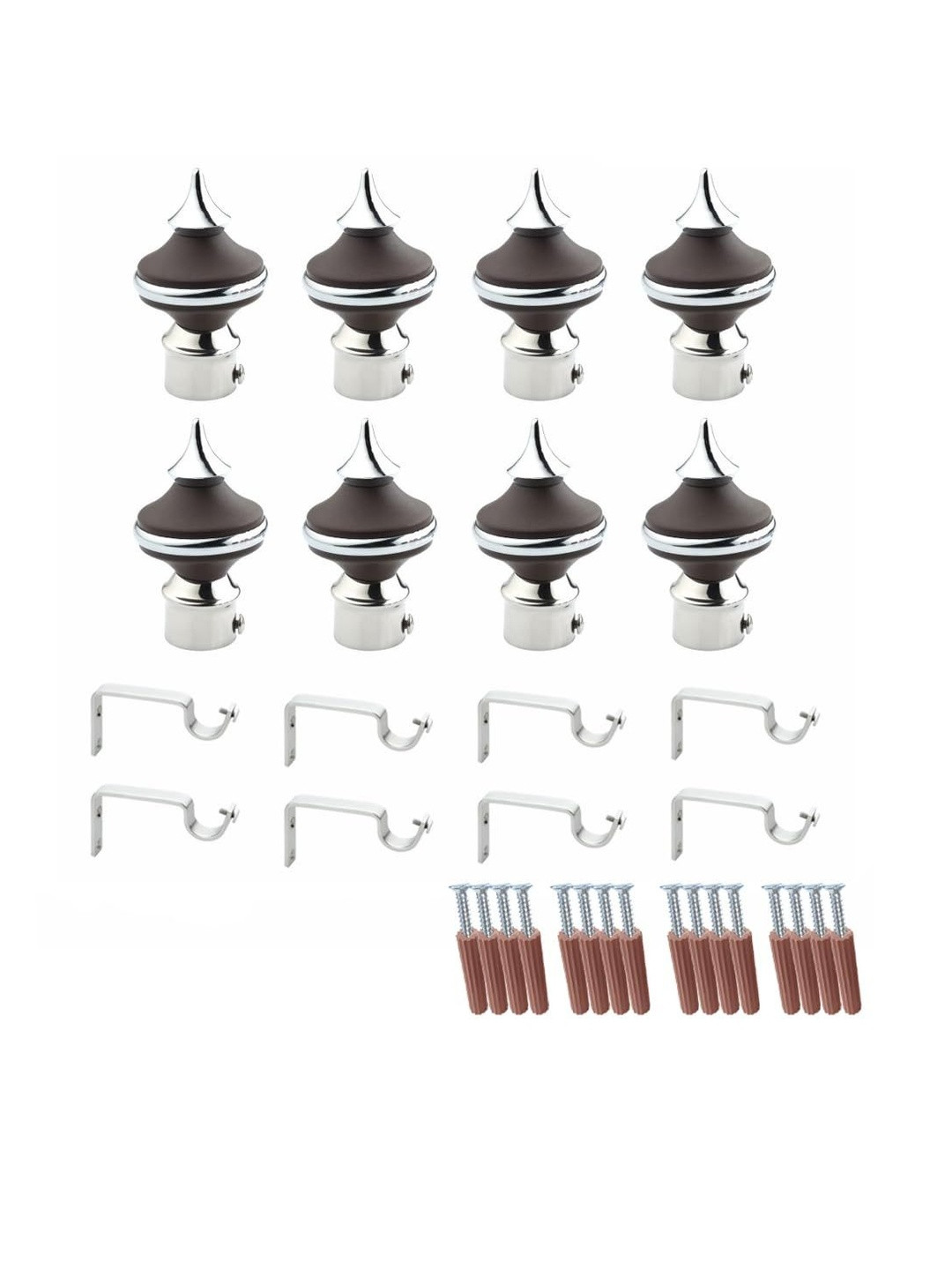 GLOXY Pack of 4 Matka Shape Curtain Rod Holder Brackets