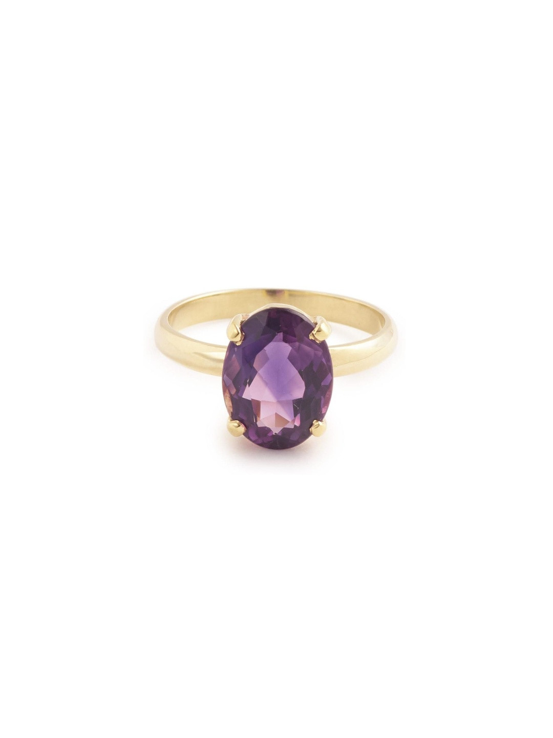 elitemart Men Gold-Plated Copper Amethyst Finger Ring