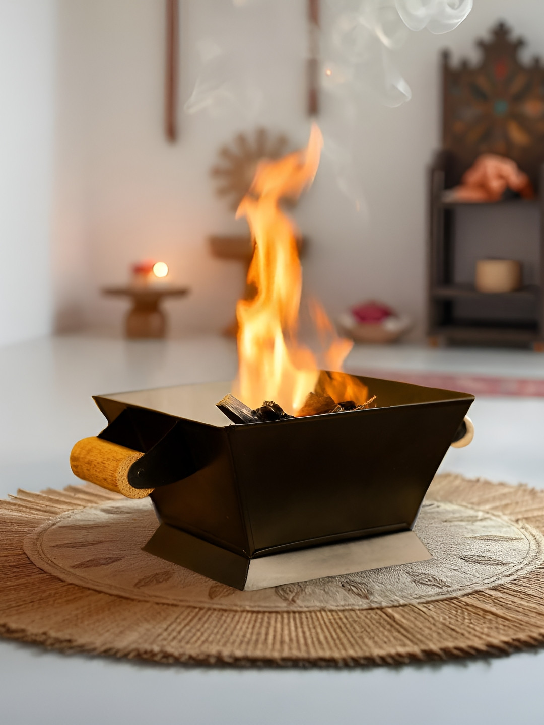 prettykrafts Black Metal Hawan Kund Pooja Metalware