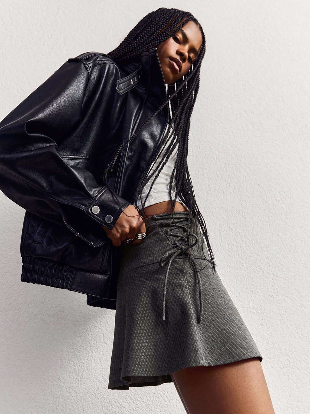 Bershka Women Striped Tie-Ups Mini Skirts