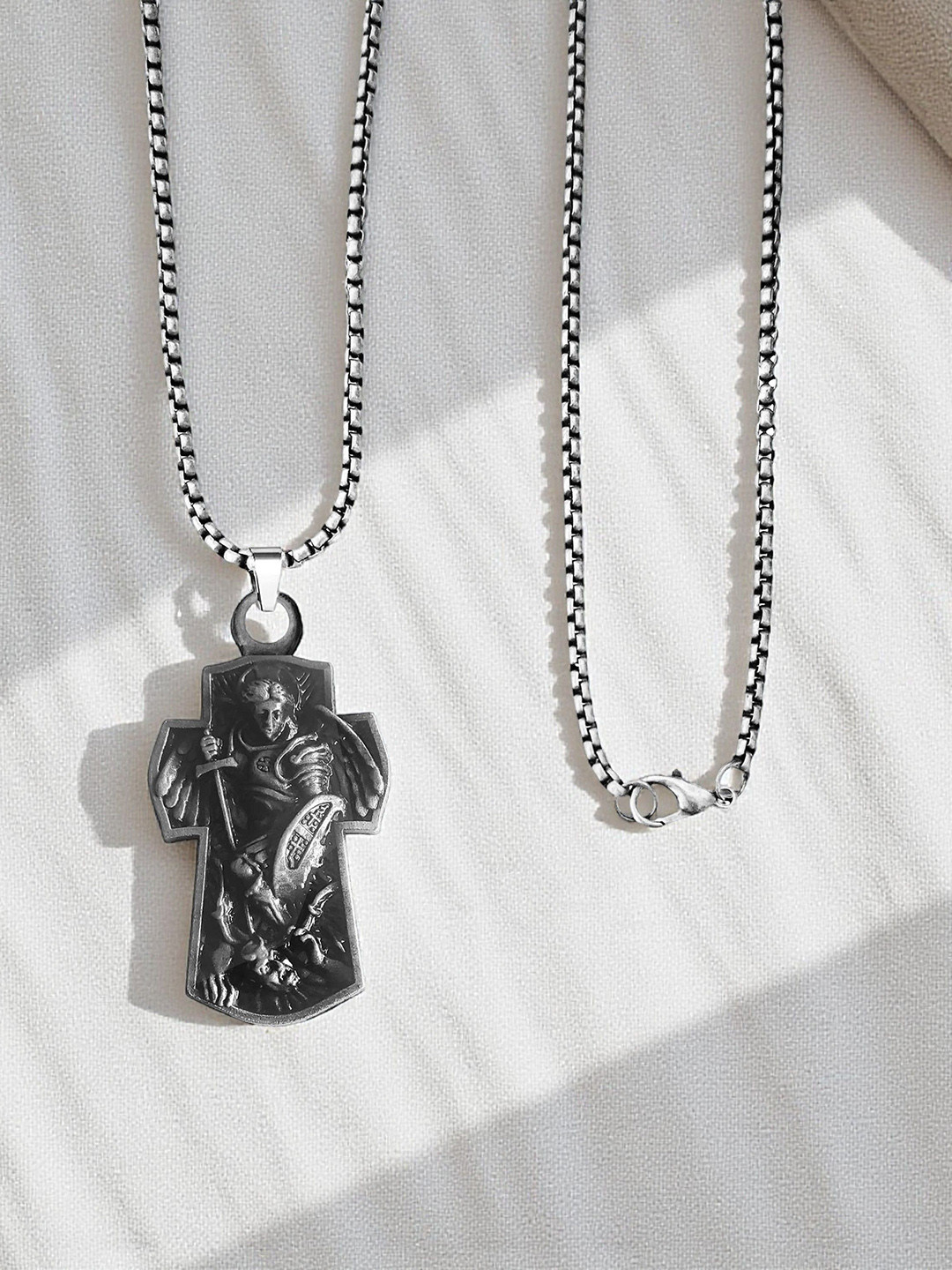 THE MEN GIFT Saint Michael Contemporary Shaped Pendant with Chain