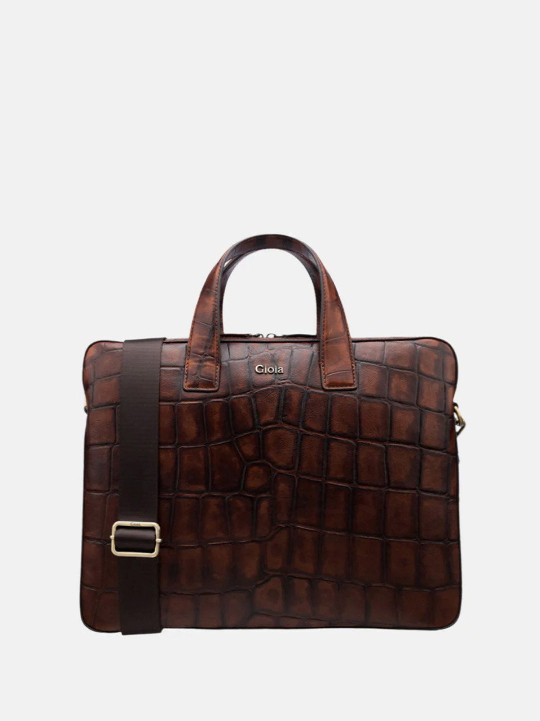 GIOIA Men Textured Leather Spalle Coco Laptop Bag