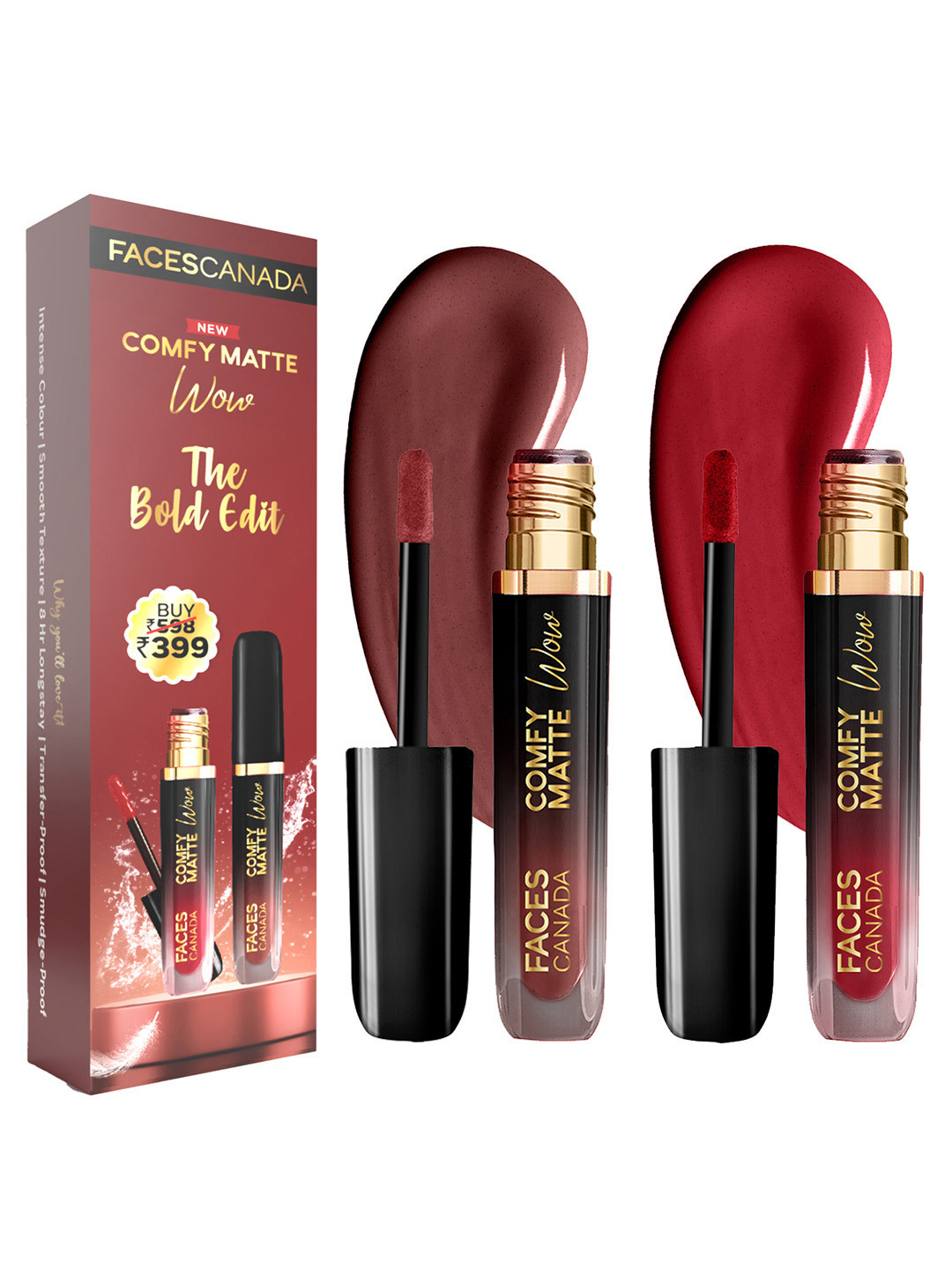 FACES CANADA Set Of 2 Comfy Matte Wow Liquid Lipstick - 3.8 ml Each - 07 - 05