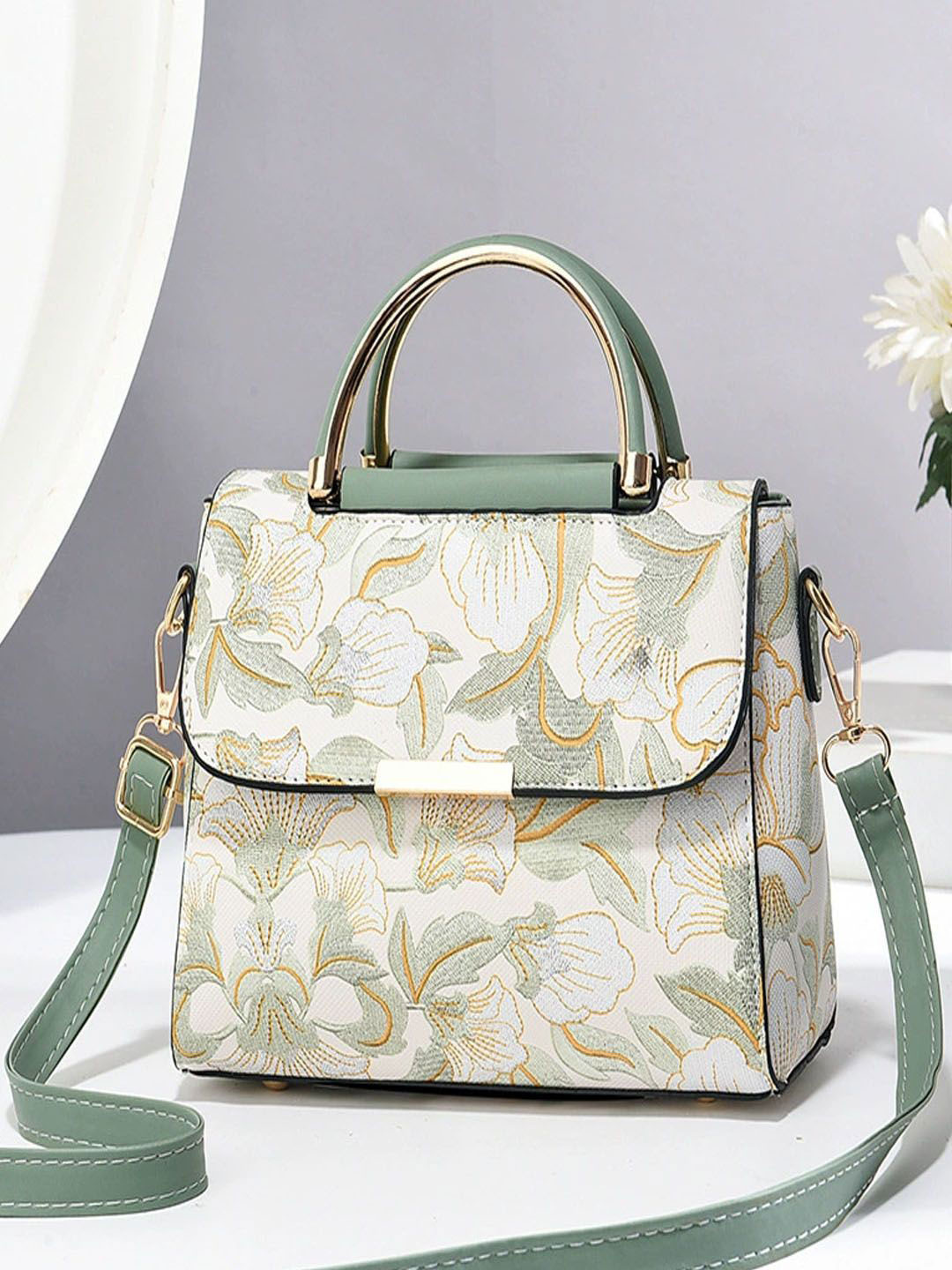 StyleCast Women Floral Printed Two Handles Structured Sling Bag