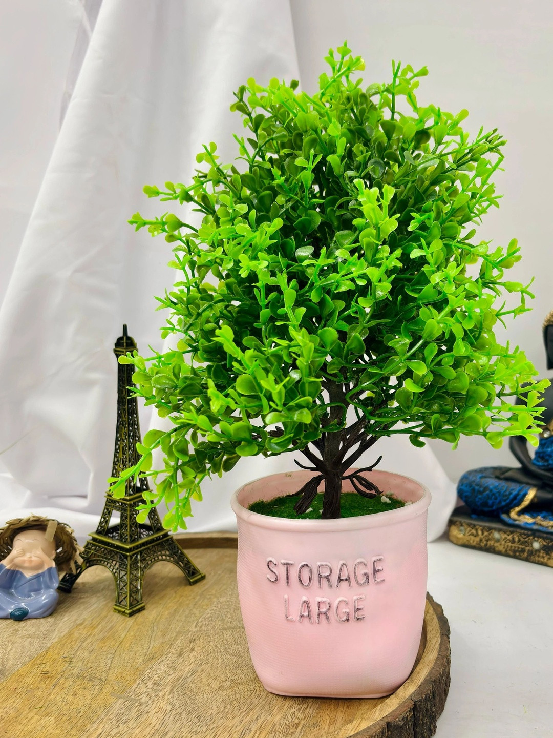 Dekorly Green Plastic Fern Artificial Flowers & Plants With Pot