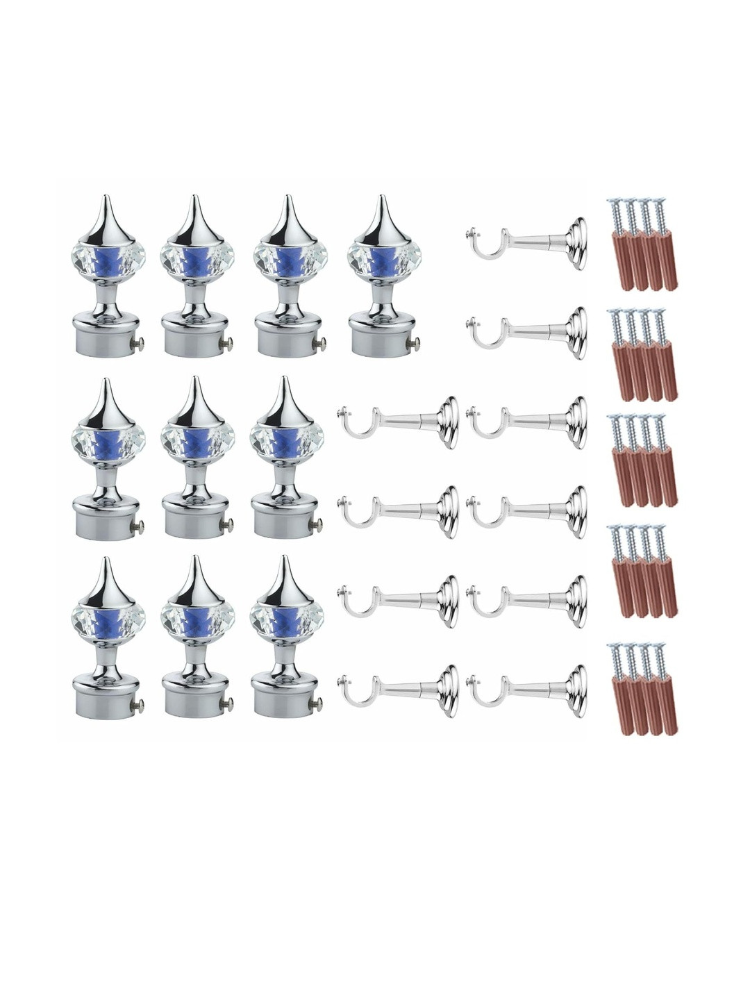 GLOXY Set of 5 Aluminium Double Diamond Brackets Curtain Accessories