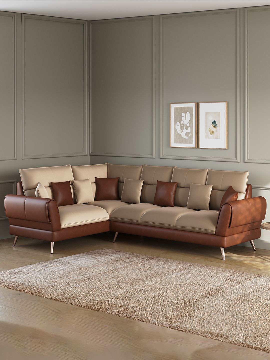 ARRA 6 Seater Left Facing Corner Leatherette Sofa