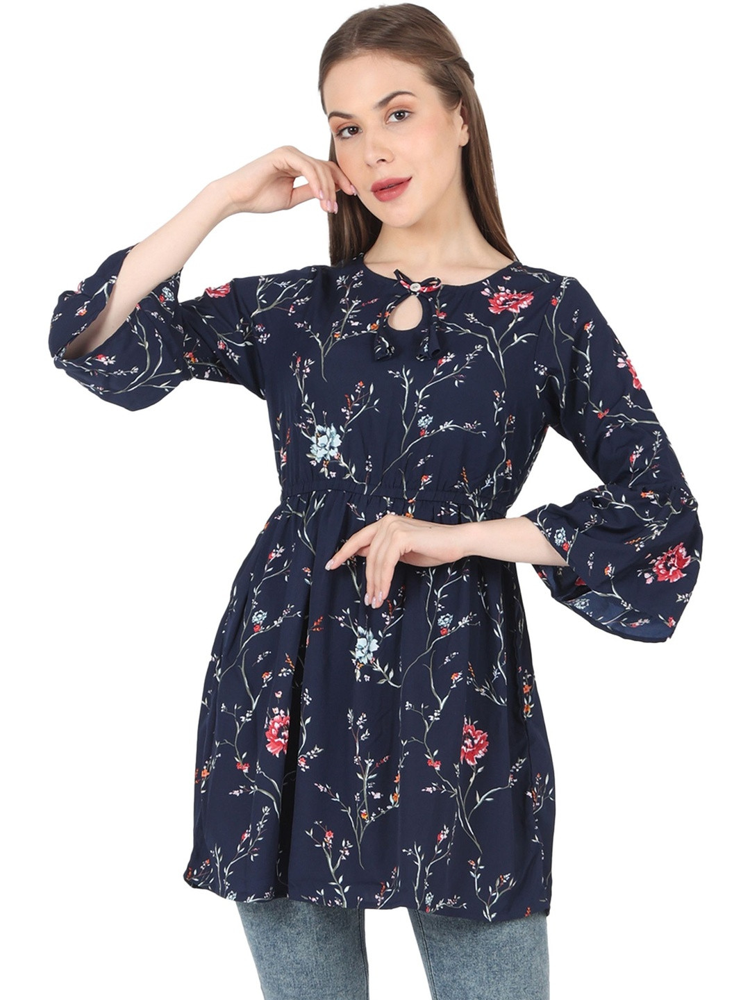 MJ LIFE STYLE Floral Printed Bell Sleeve Top