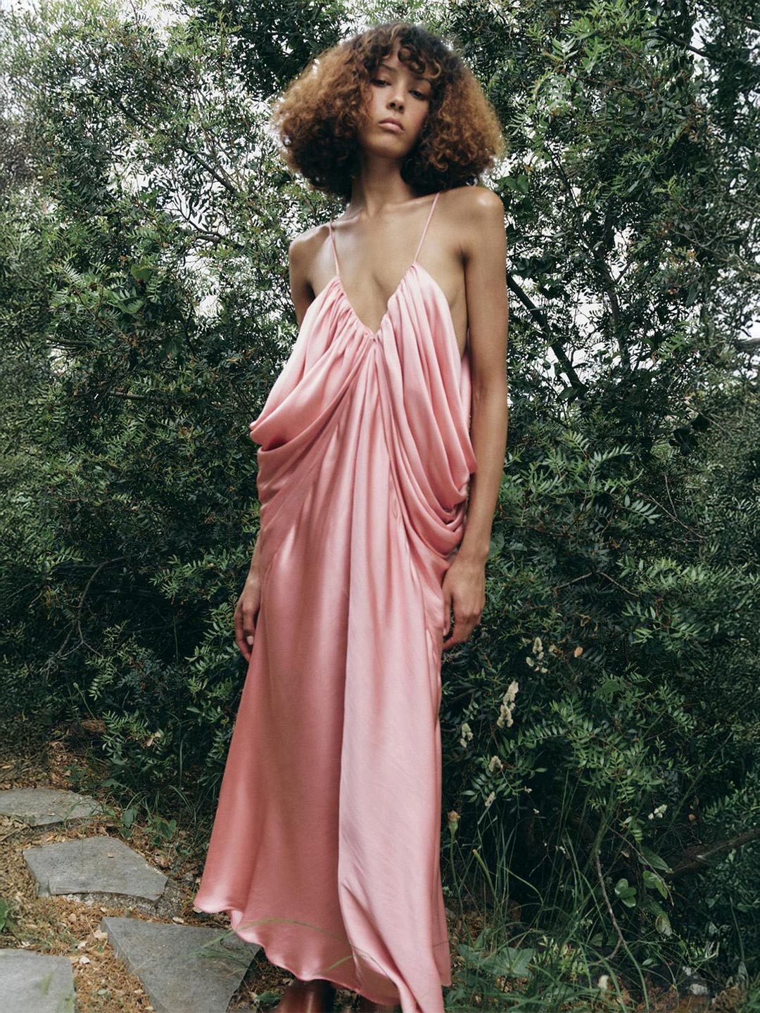 LULU & SKY Gathered or Pleated Shift Maxi Dress