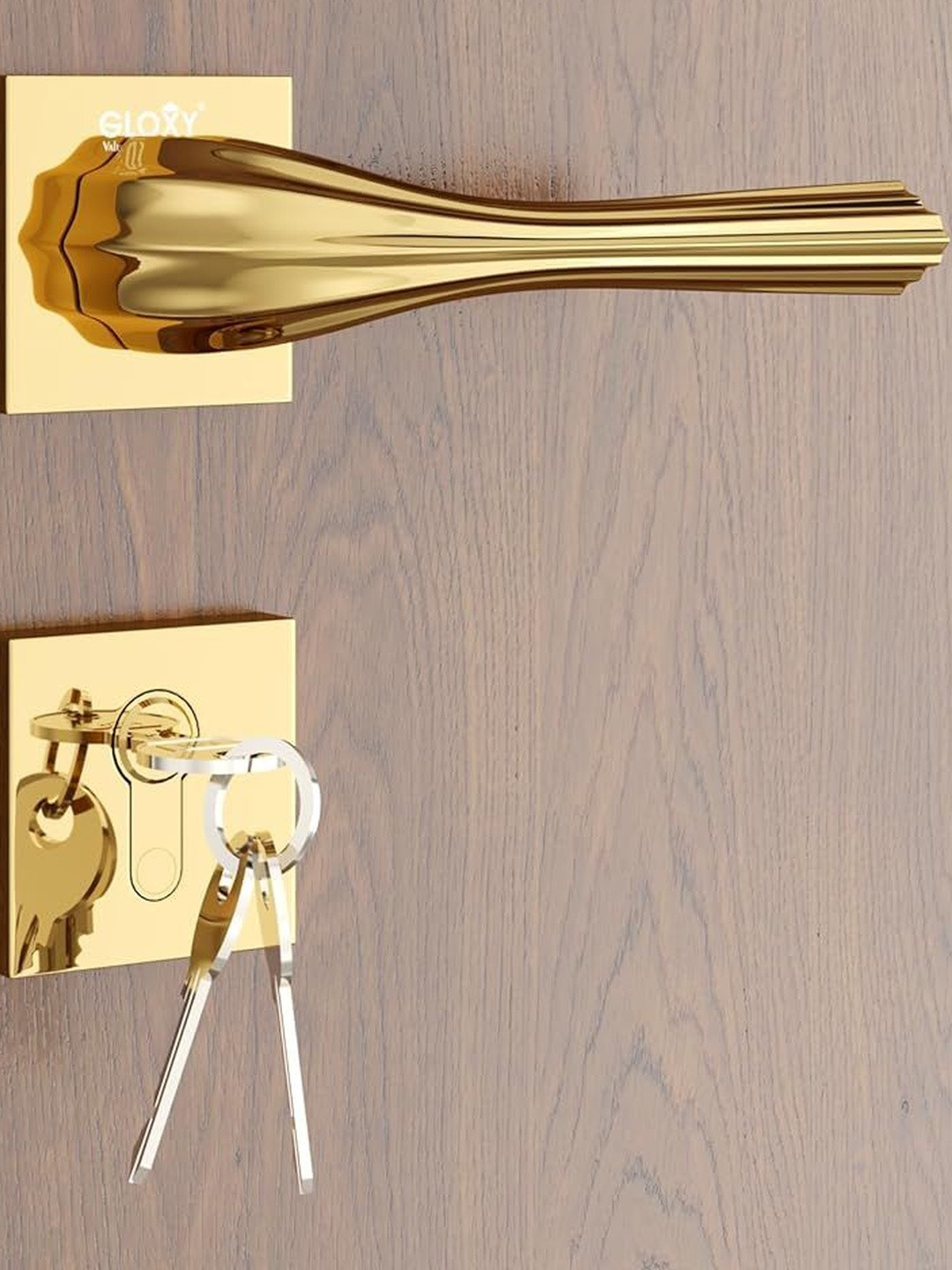 GLOXY Gold Finish Zinc Mortise Lock Set with 3 Brass Keys