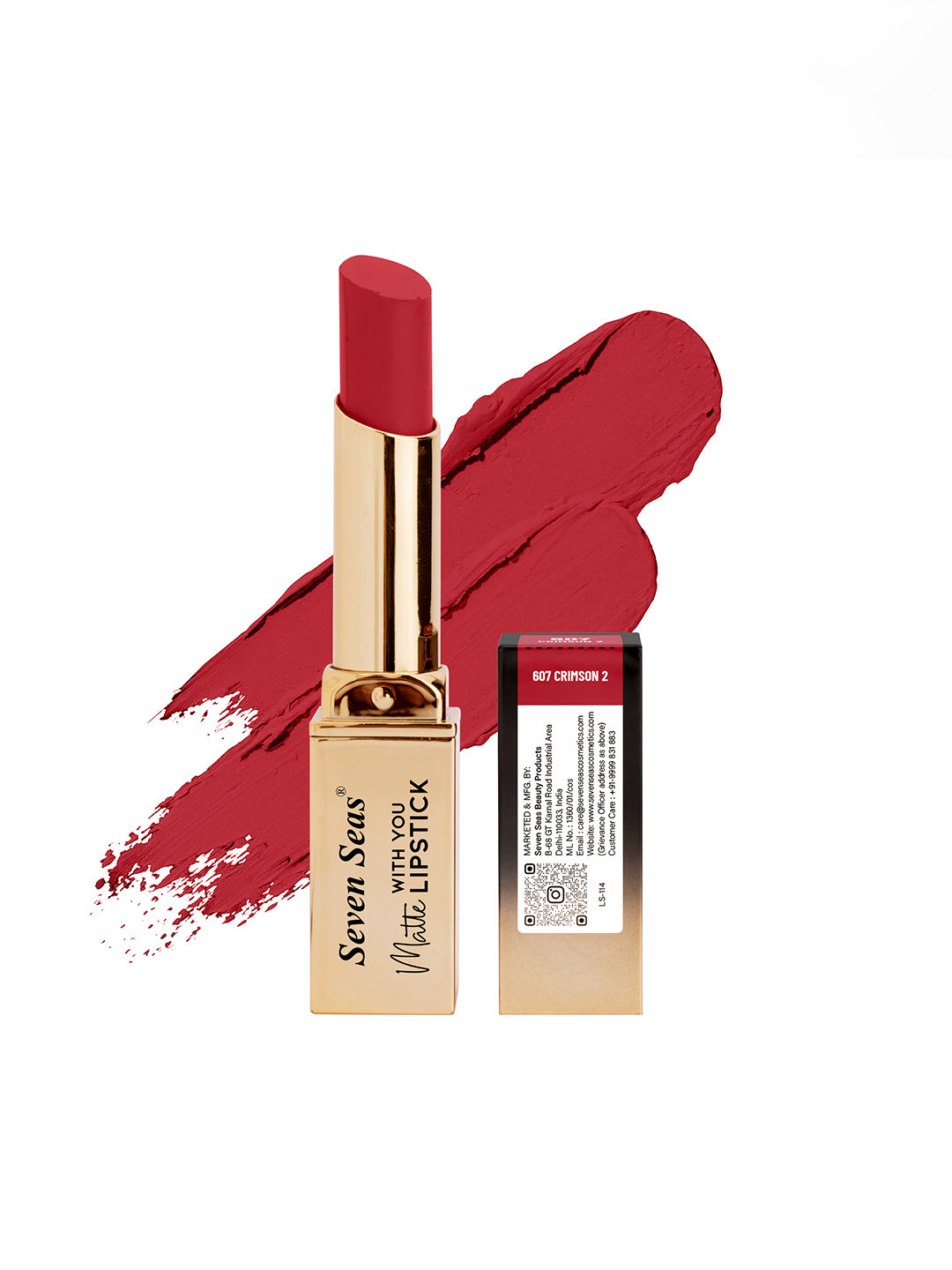 Seven Seas Red Matte With You Lipstick-Crimson-II