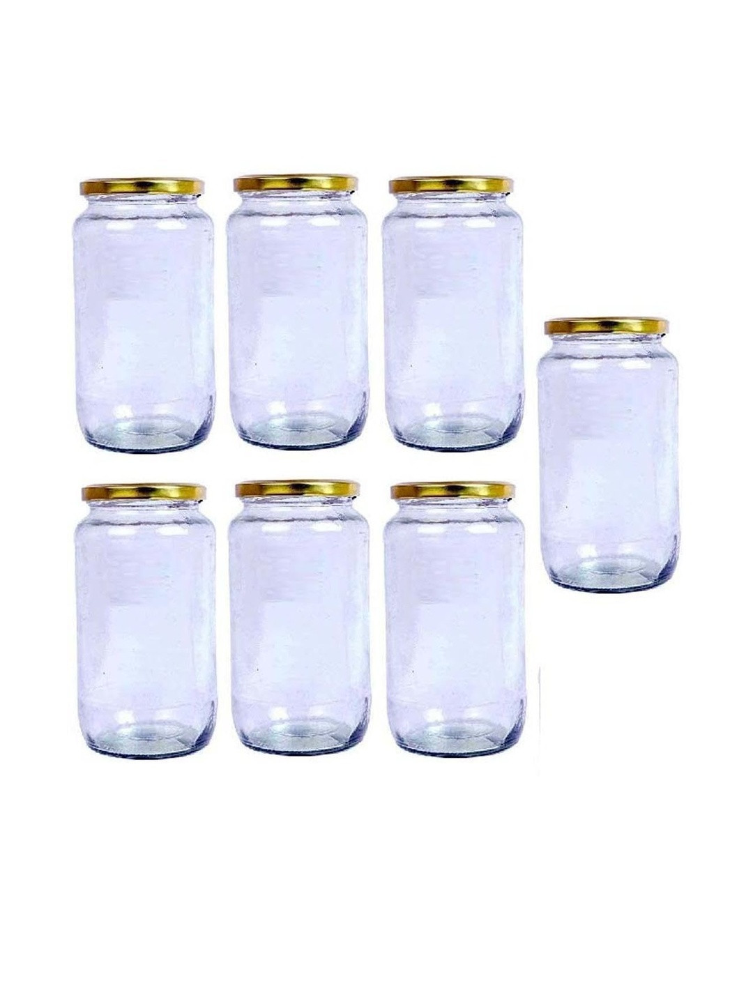 1ST TIME Transparent 7 Pieces Round Shape Dishwasher Safe  Jars - 1000 ml