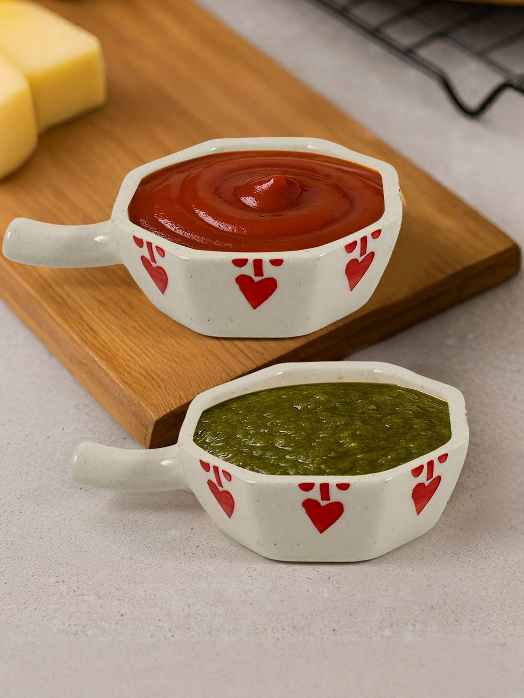 Amoorcart Red 2025 4 Pieces Ceramic Microwave Safe Dip Bowl