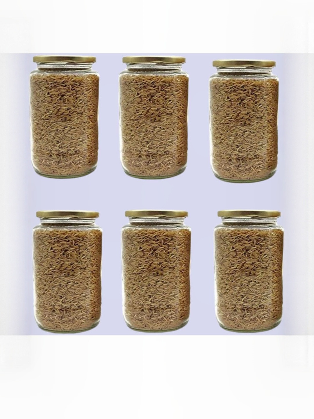 1ST TIME Transparent & Gold-toned 6 Pieces Glass Dishwasher Safe Jar Containers 1 L