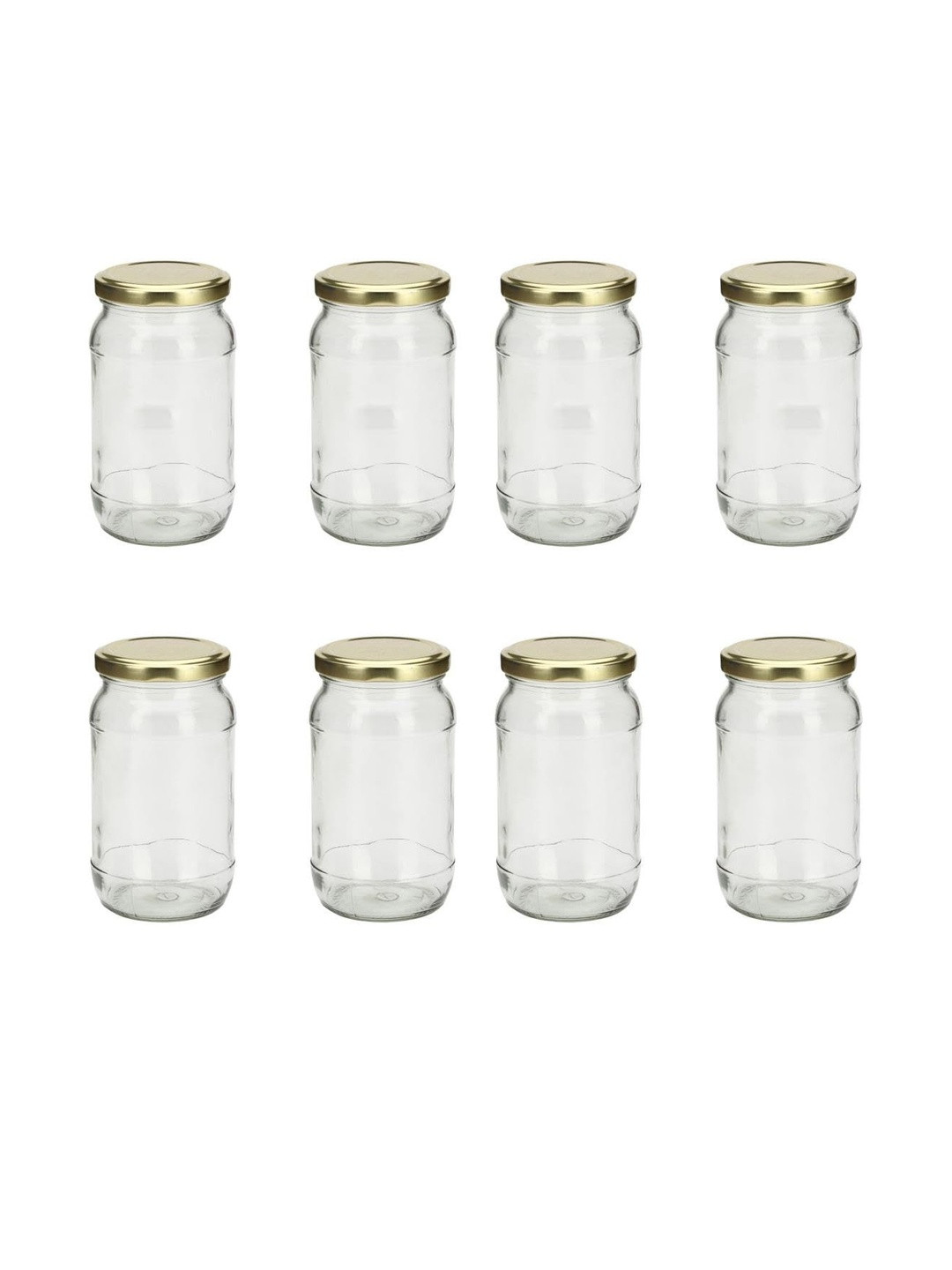 1ST TIME Transparent & Gold Toned 8 Pieces Glass Dishwasher Safe Jar Container 400ml