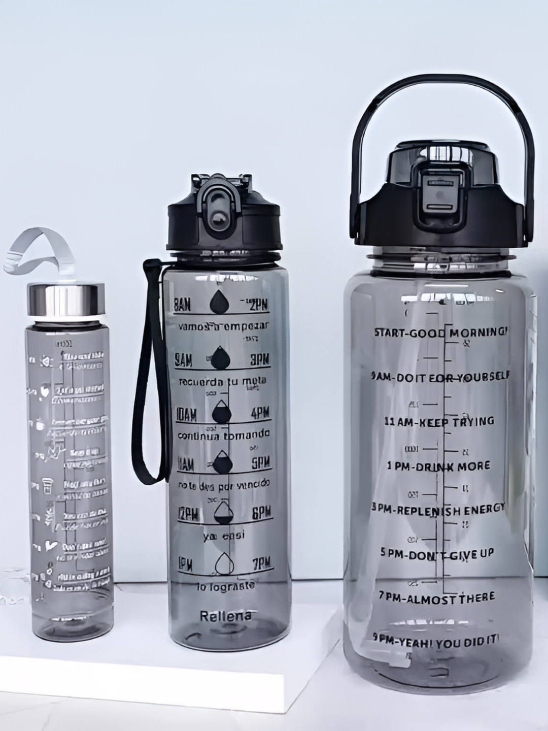 Virtuous Black 3 Pieces Printed Water Bottles 2L