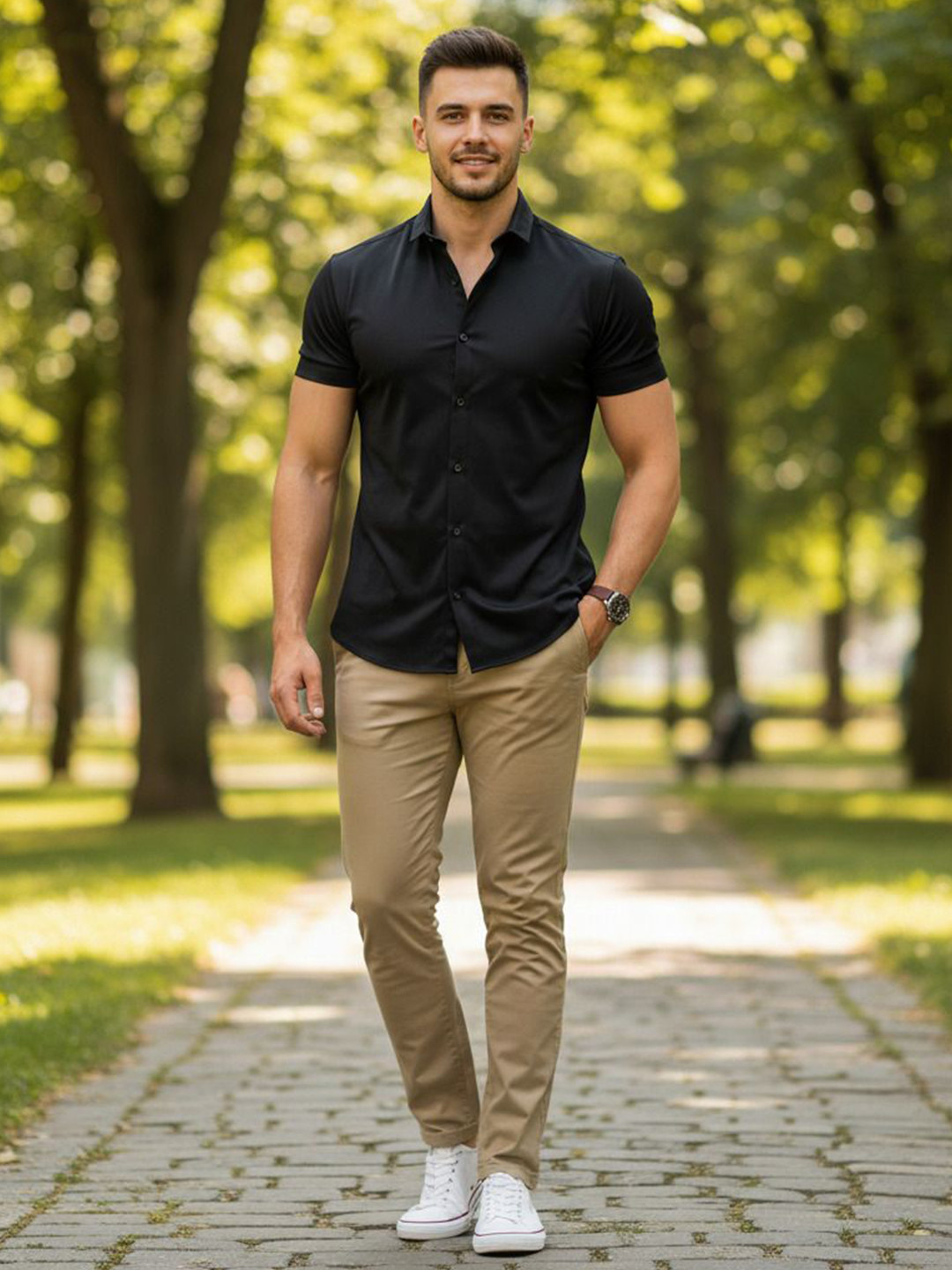 JENSI ENTERPRISE Men Classic Fit Solid Spread Collar Casual Shirt