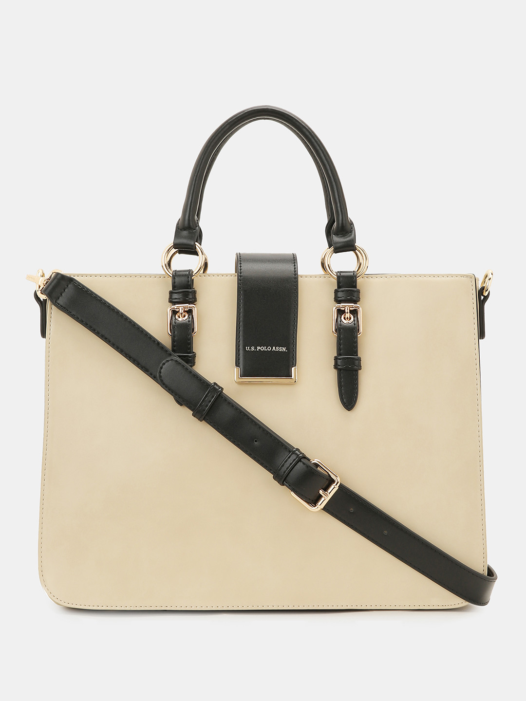 U.S. Polo Assn. Women Bianca Beige Tote Bag with Versatile Laptop Pocket