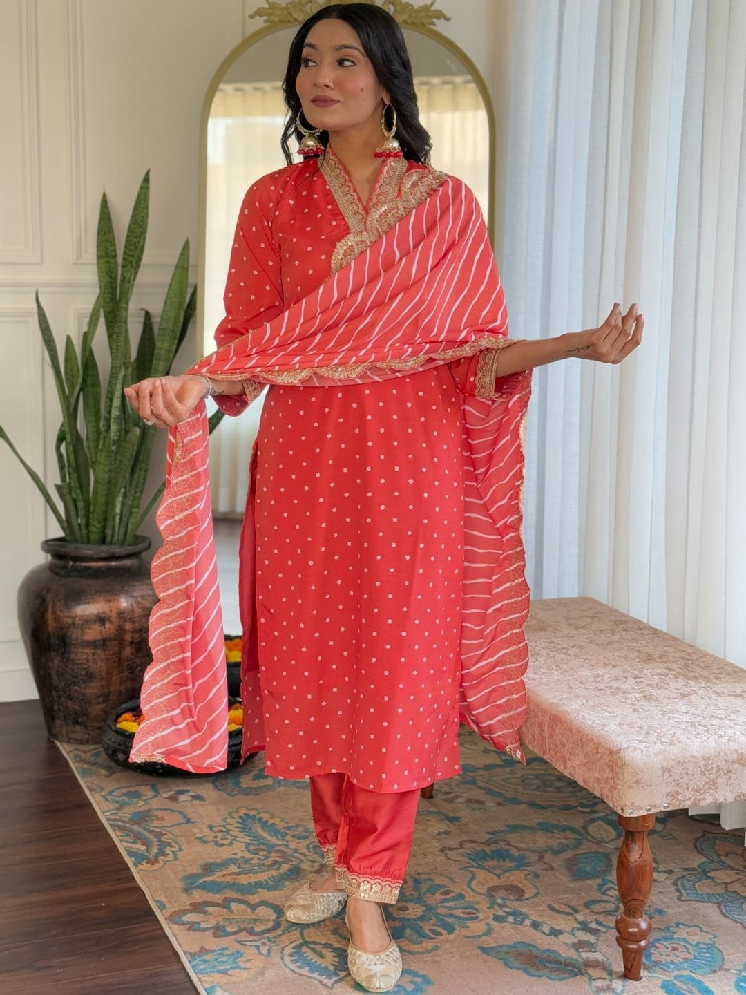 CANIZZARO Ethnic Motif Yoke Design Thread Work Or Sequinned Kurta With Salwar & Dupatta