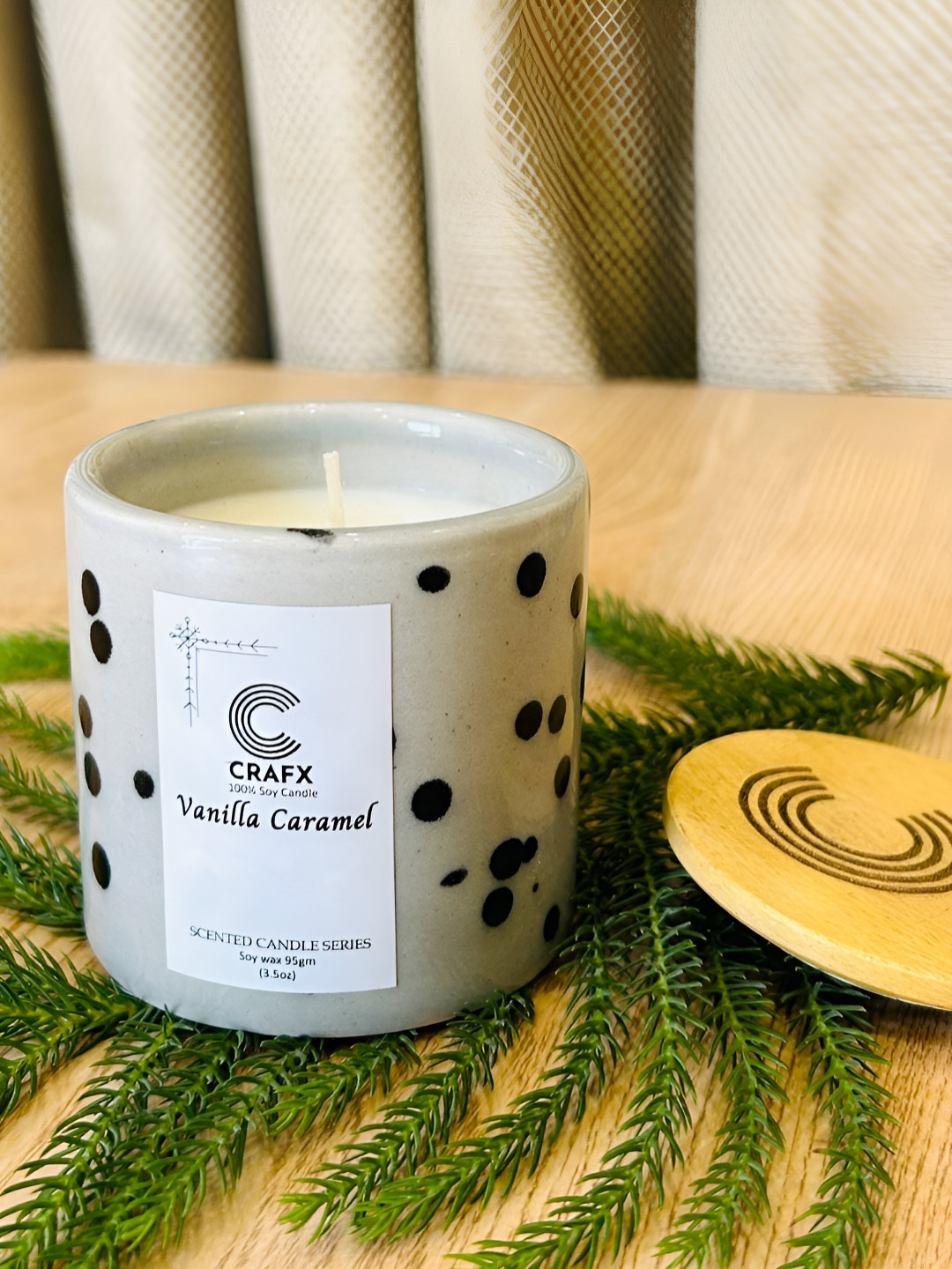 Crafx Grey & White Round Jar Candle