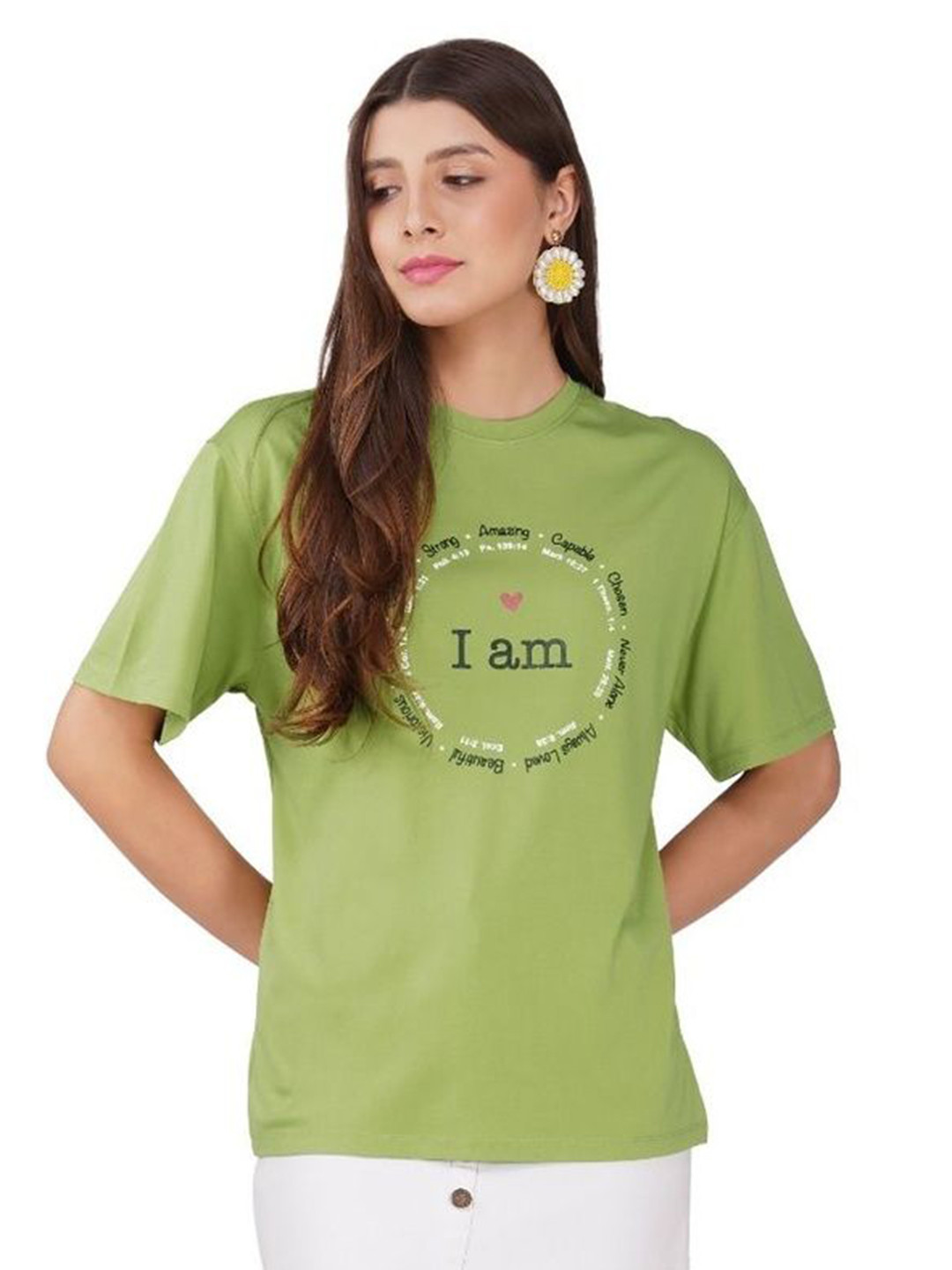 Shreeshayam Entprises Women Typography Printed Round Neck Cotton Relaxed Fit T-shirt