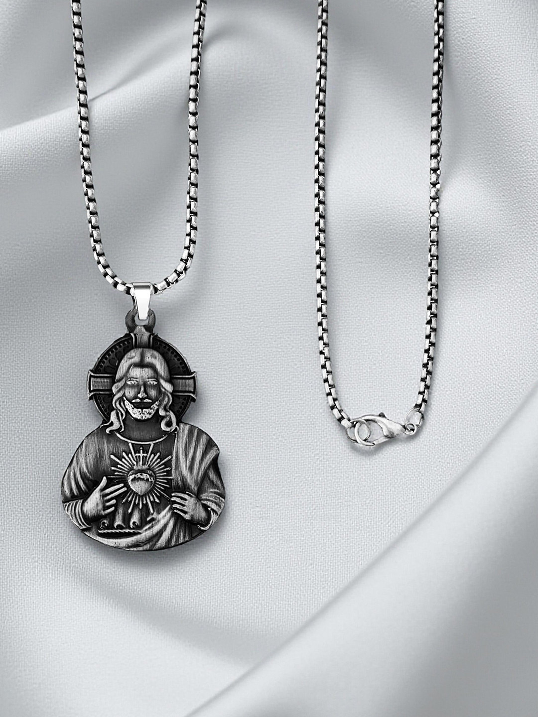 THE MEN GIFT Lord Jesus Christ Cross Shaped Pendant With Chain