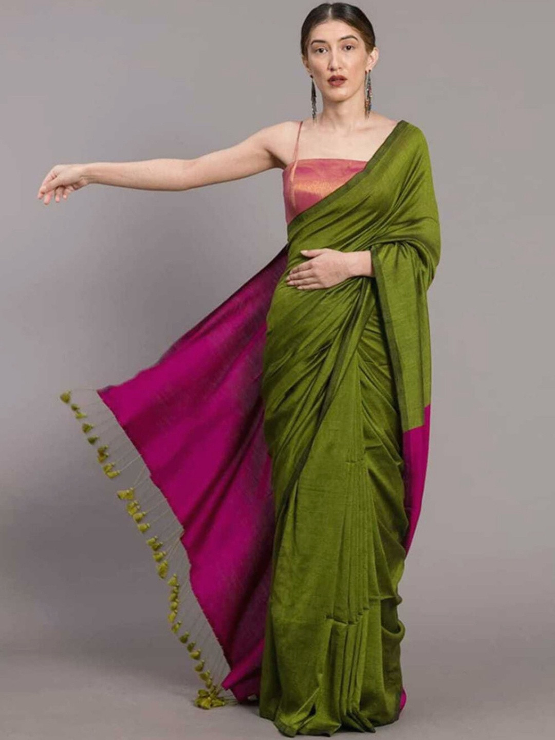 RIDDHIMAN FASHION Floral Printed Pure Cotton Paithani Saree