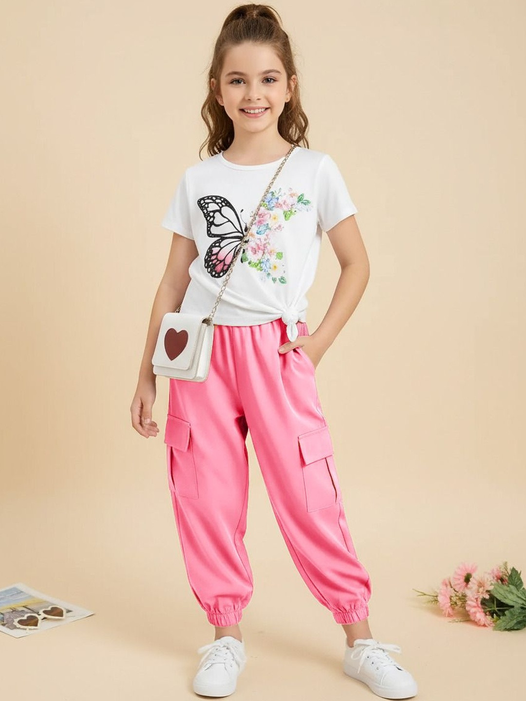 AVOVU Girls Printed T-shirt with Trousers