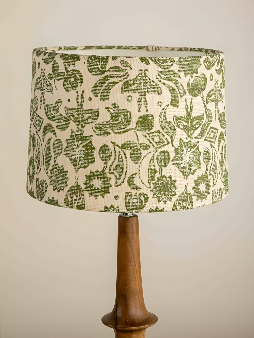 FREEDOM TREE Moon Flower Beige & Green Printed Cylinder Shaped Floor Lamp