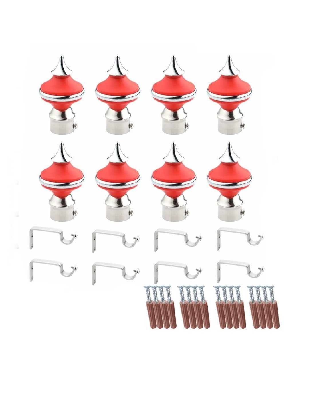 GLOXY Pack of 8 Stainless Steel & ABS Curtain Brackets Holder Accessories